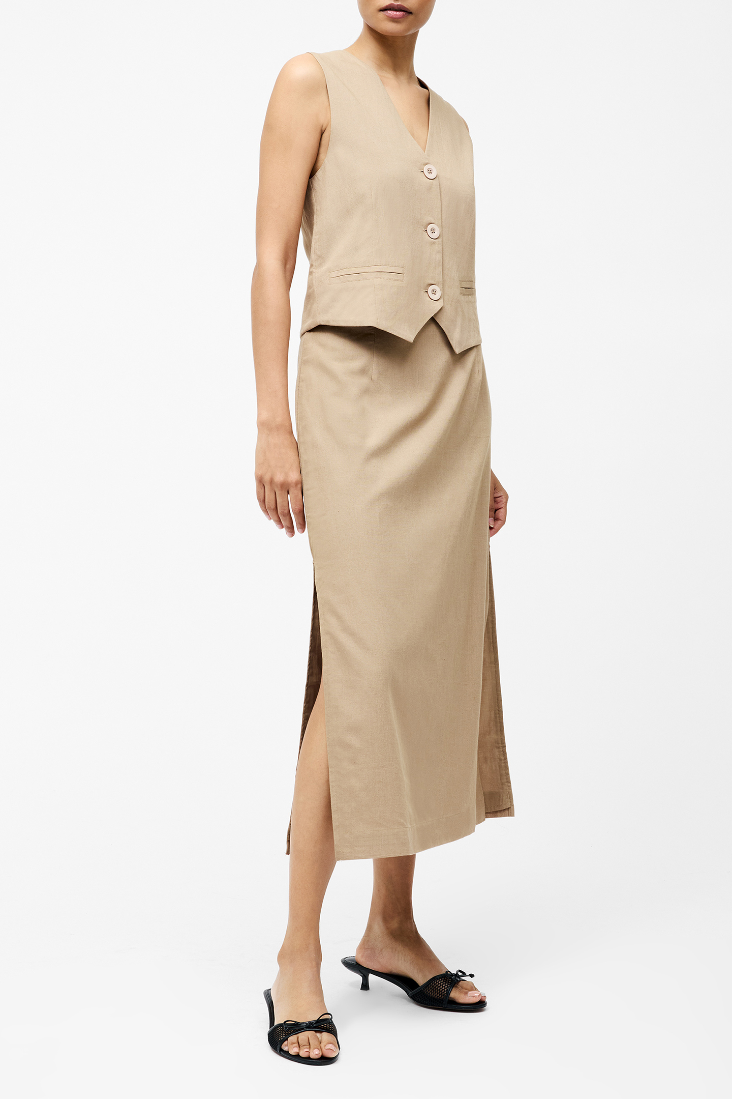 LINEN SINGLE BREASTED WAISTCOAT INCENSE 2