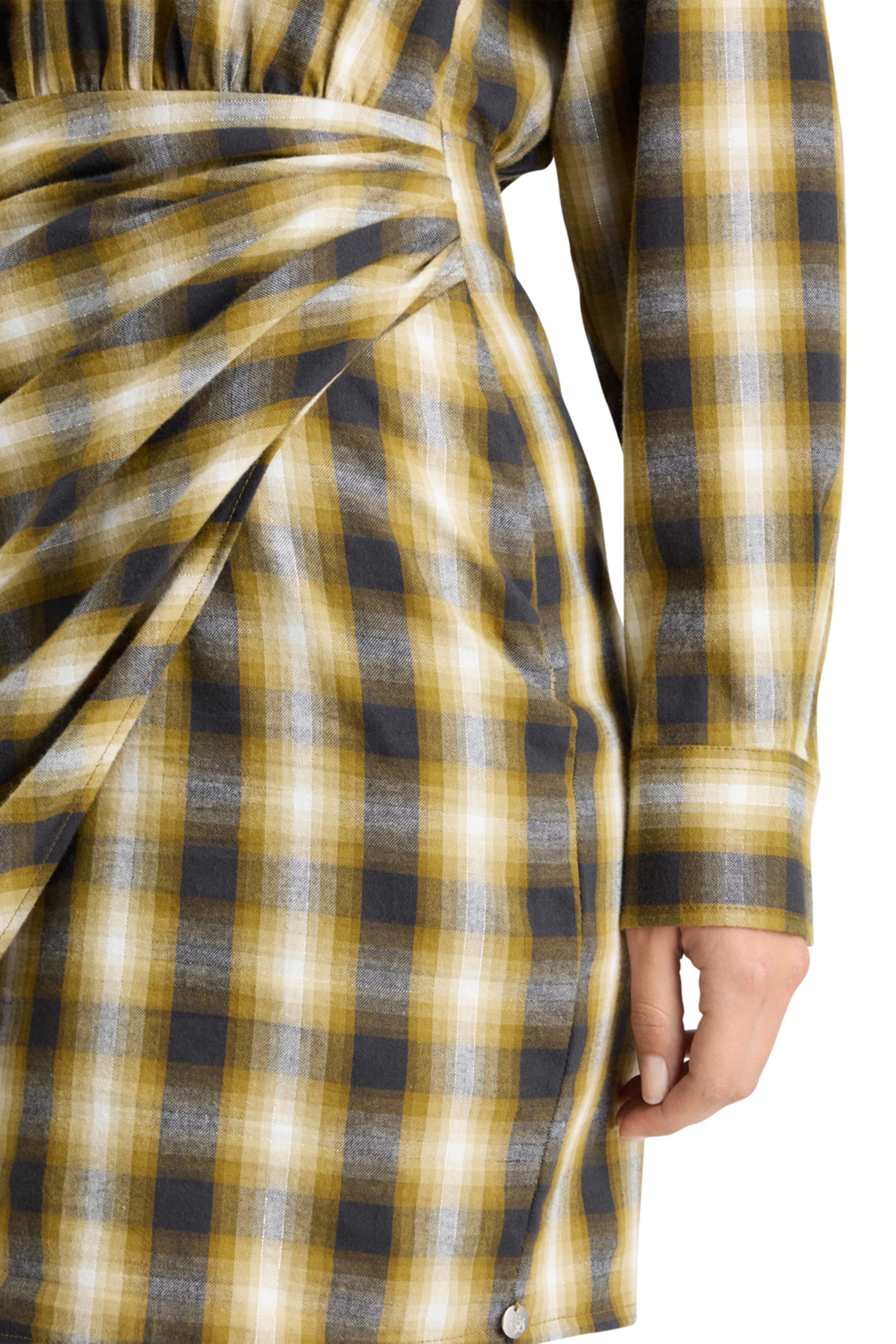 FLANNEL MINI WRAP DRESS OLIVE CHECK 7