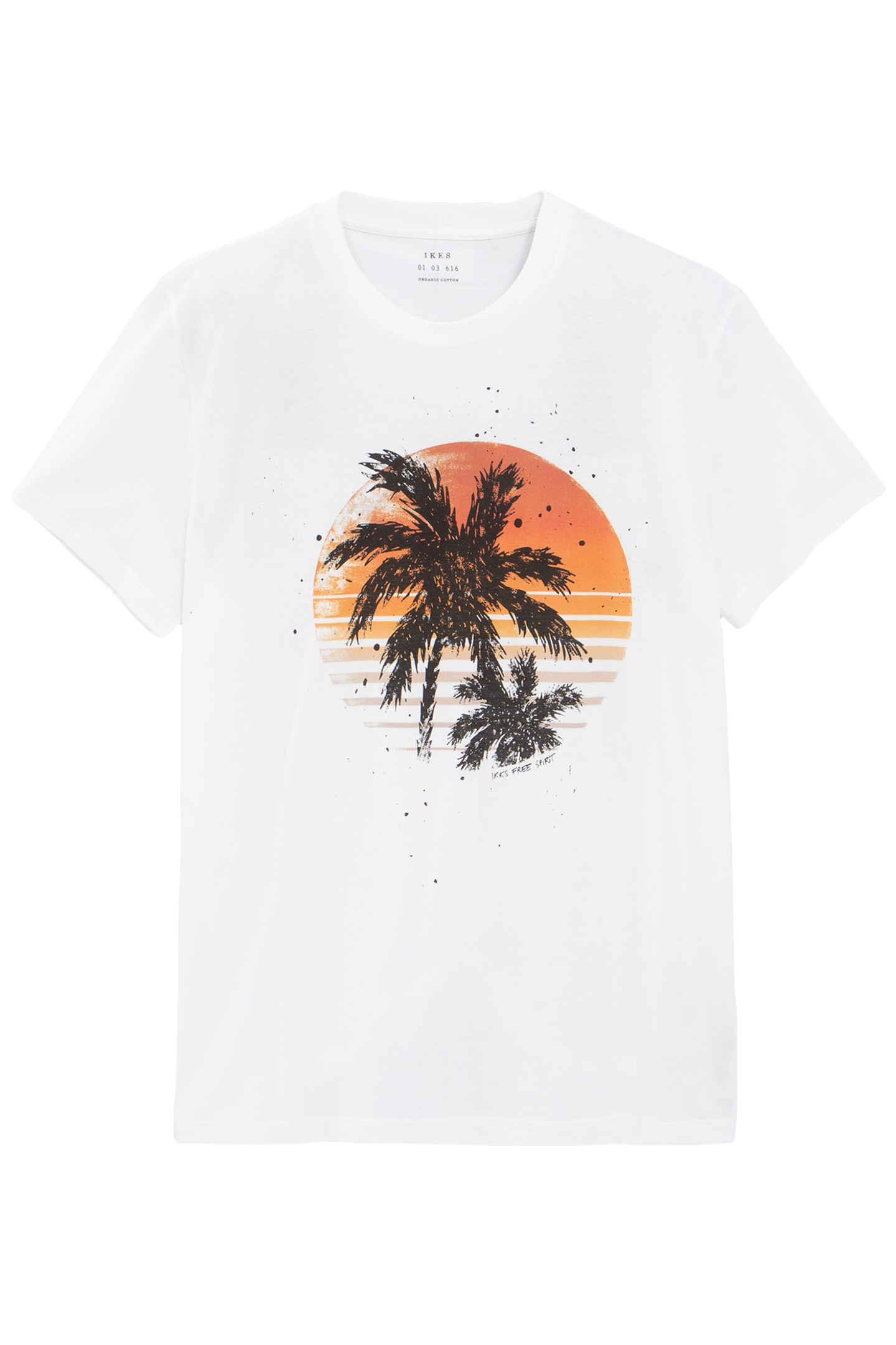 WHITE ORGANIC COTTON T-SHIRT WITH PALM TREE IMAGE 4