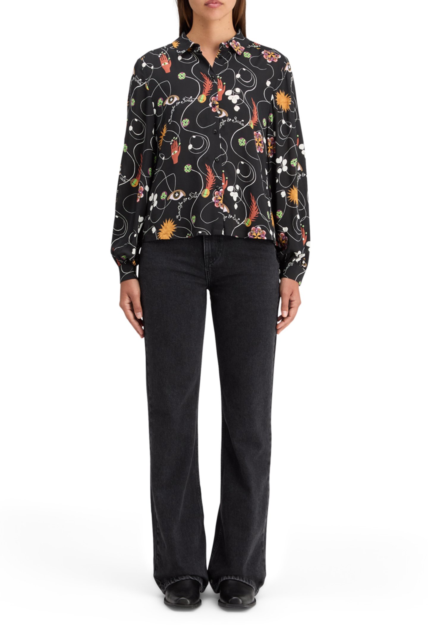 VISCOSE PRINTED BALLOON SLEEVE SHIRT FREE MIND 3