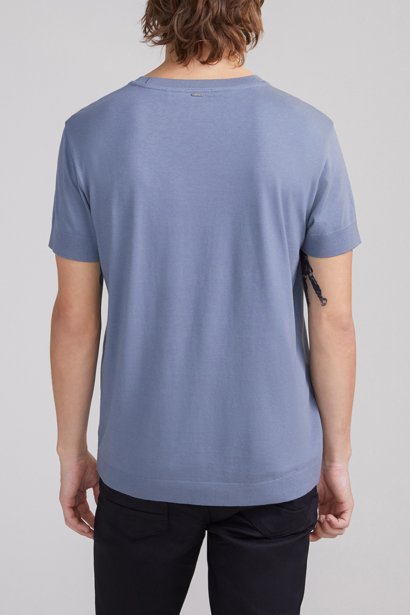 LIGHT BLUE COTTON MODAL BLEND T-SHIRT 2