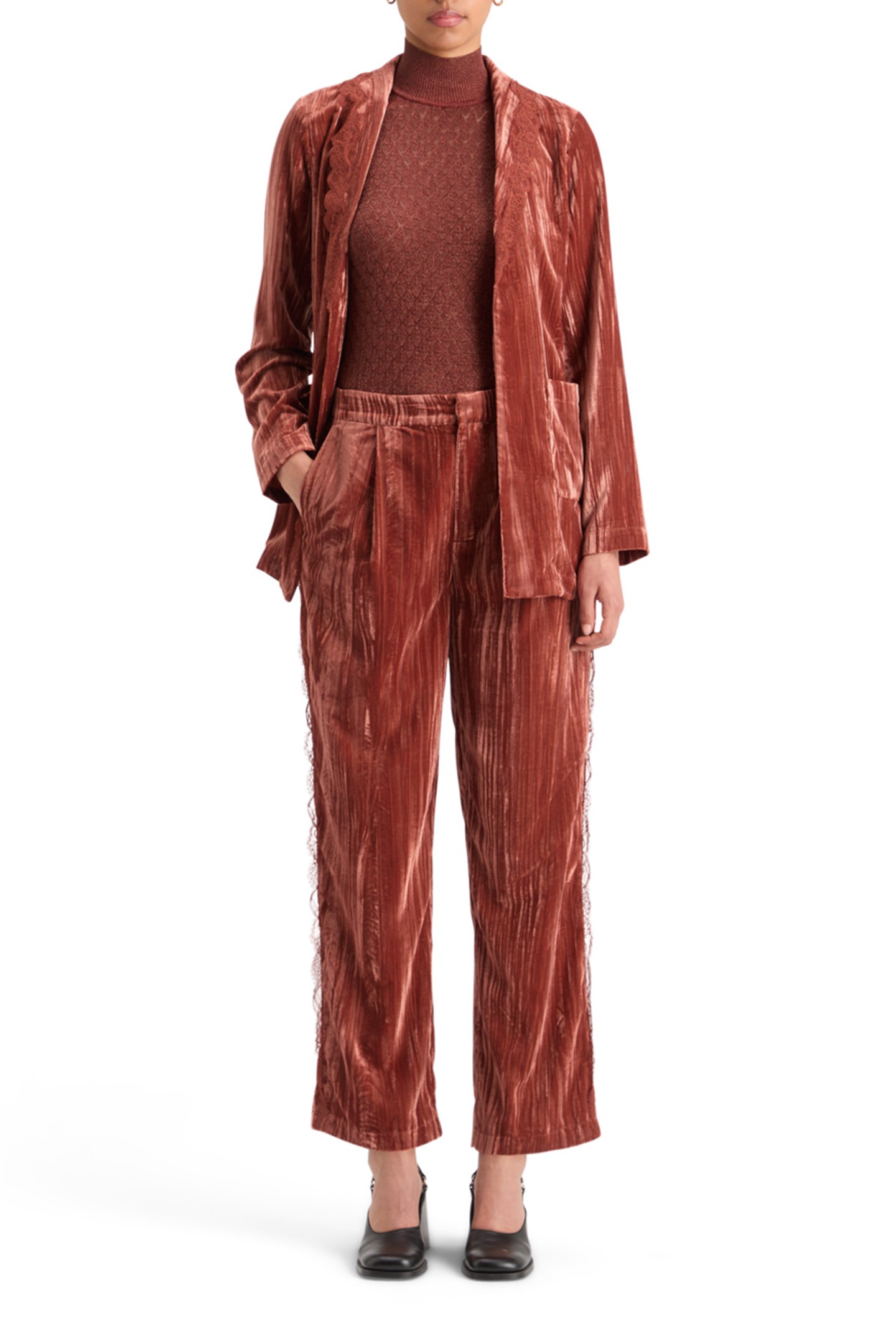 METALLIC POINTELLE KNITTED TANK RUST 6