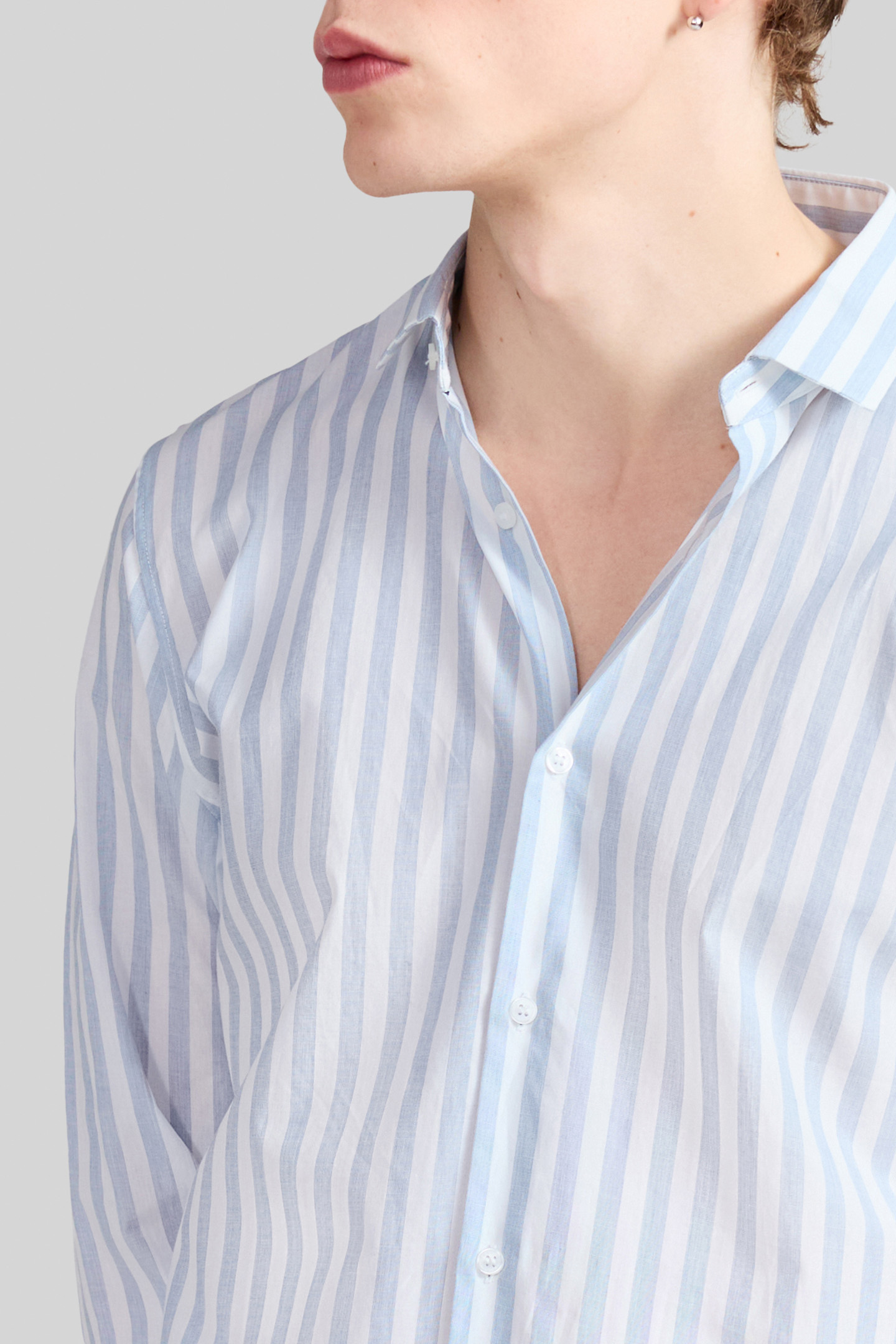 NAVY STRIPED SLIM SHIRT 6