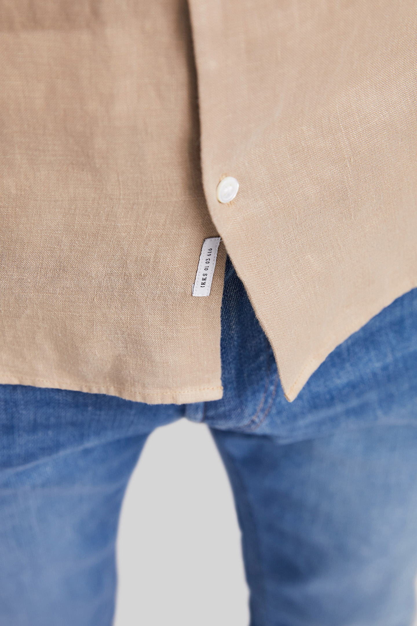BEIGE PURE LINEN SLIM SHIRT 5