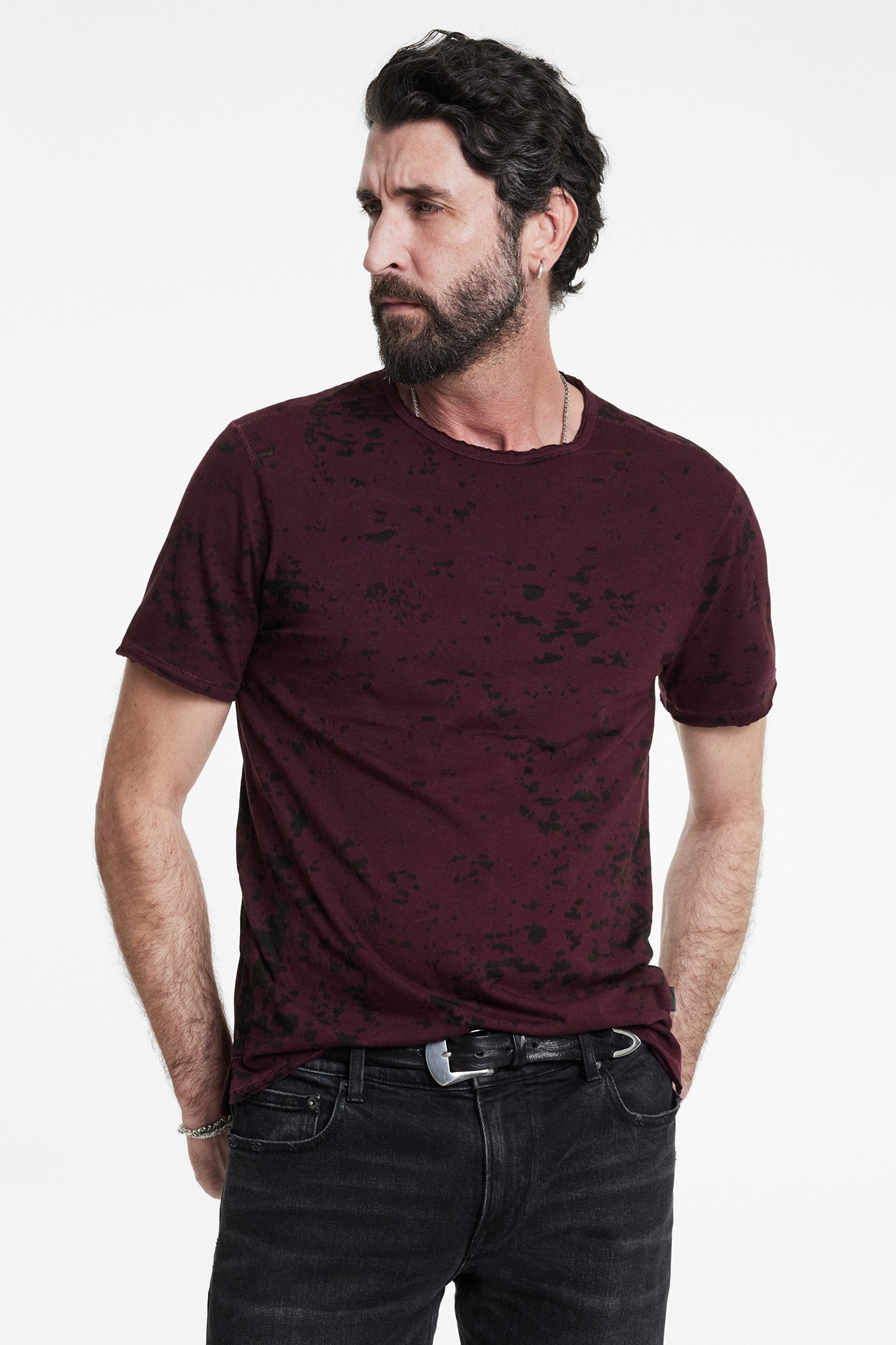 EDEN SS BURNOUT CREW DARK PLUM by John Varvatos