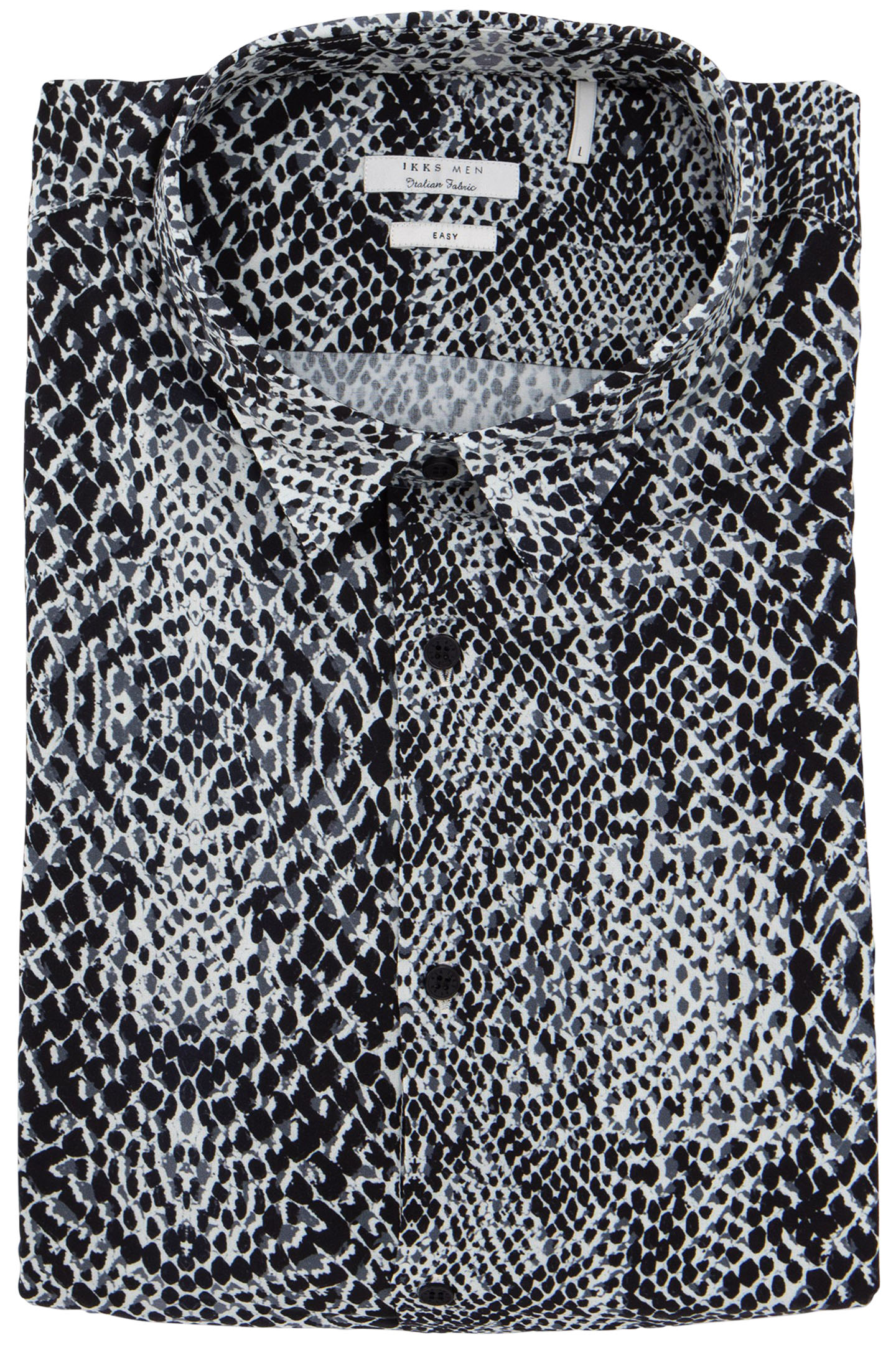 BLACK REGULAR SHIRT LENZING™ ECOVERO™ PYTHON EFFECT 2