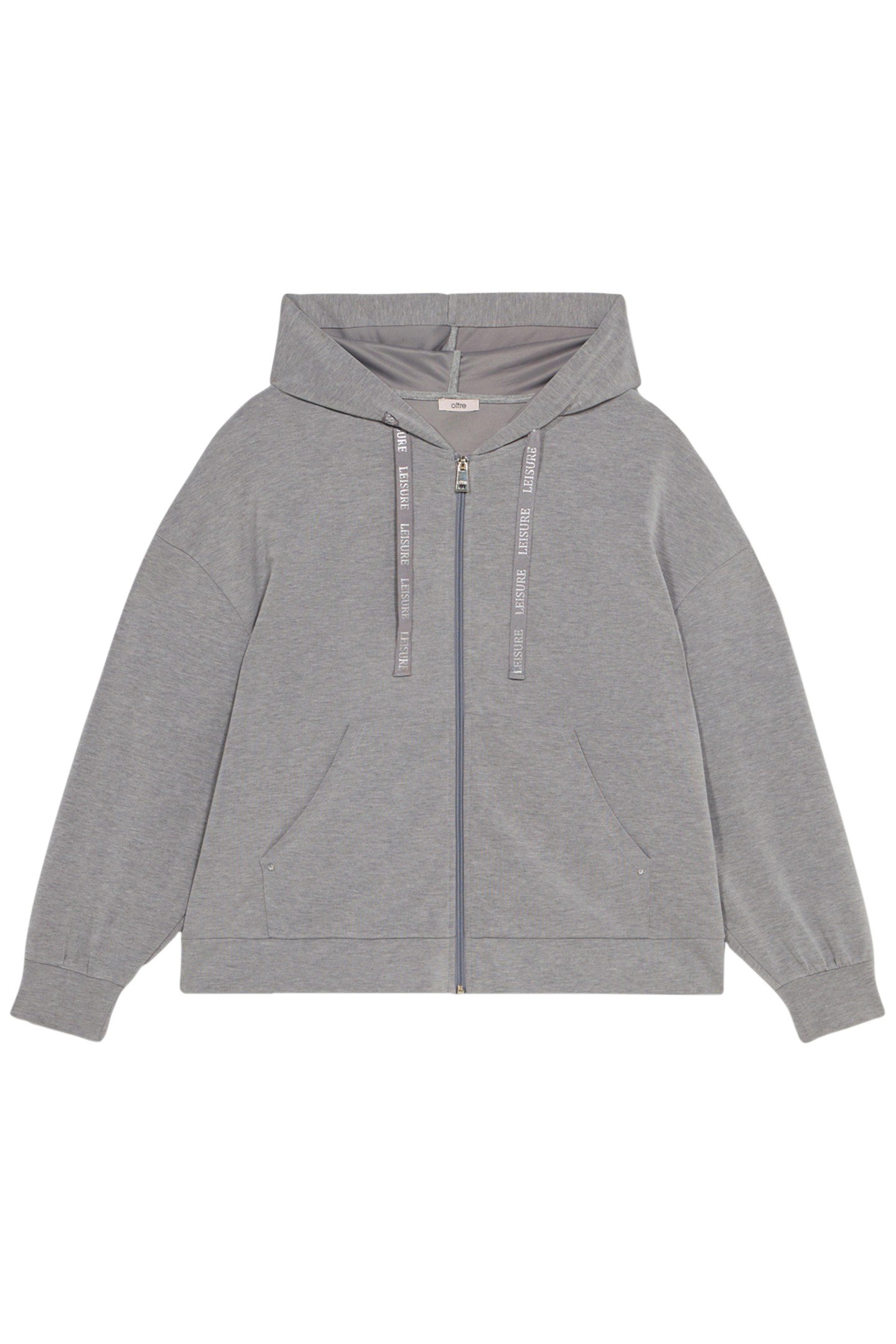 MODAL BLEND FLEECE WITH HOOD AND ZIPPER GREY 3