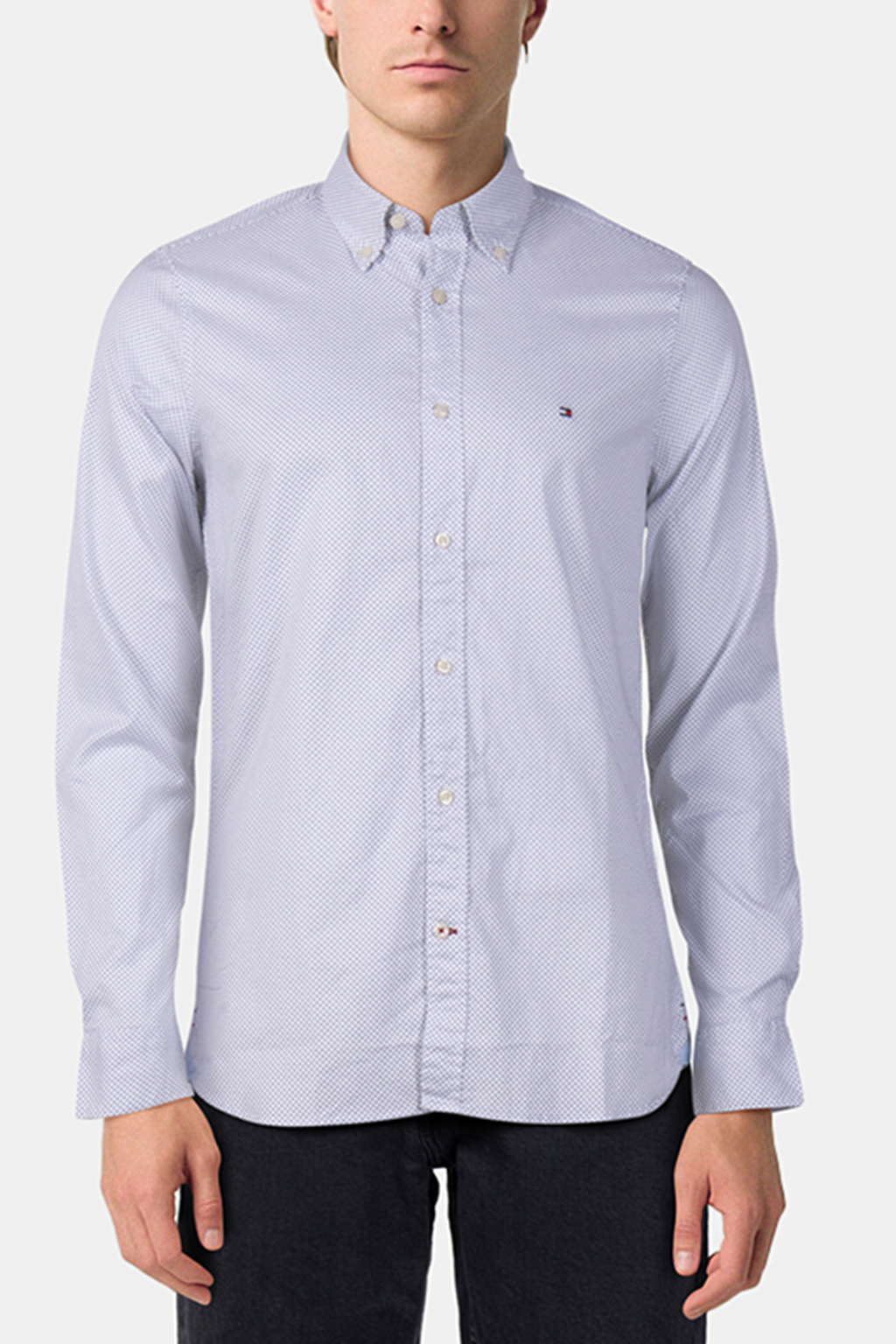 FLEX MINI PRINT SHIRT RELAXED FIT WHITE/DESERT SKY 1