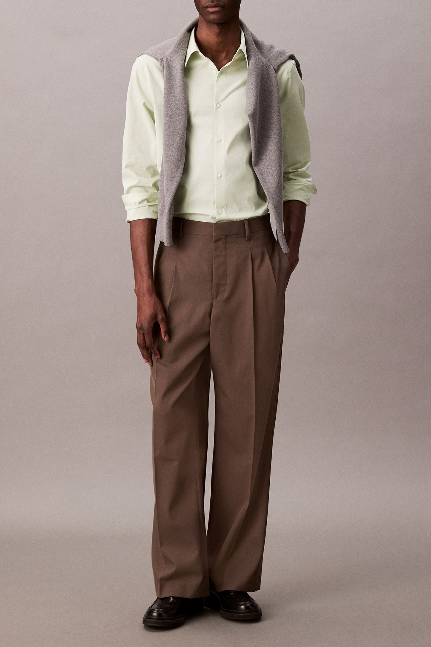 LS SOLID STRETCH SLIM FIT SHIRT TENDER GREENS 3