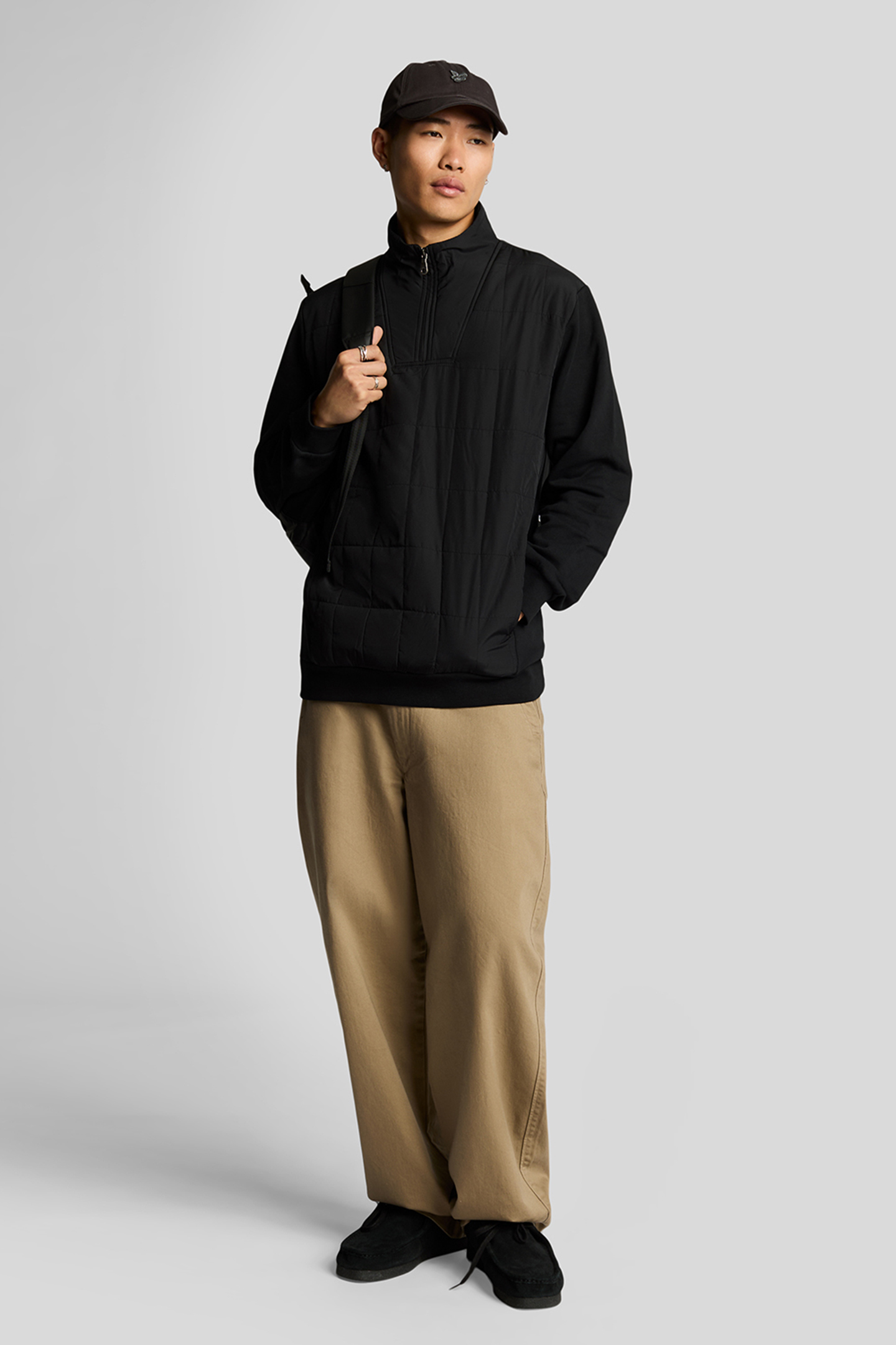 HYBRID QUILTED QUARTER ZIP SWEATSHIRT JET BLACK 3