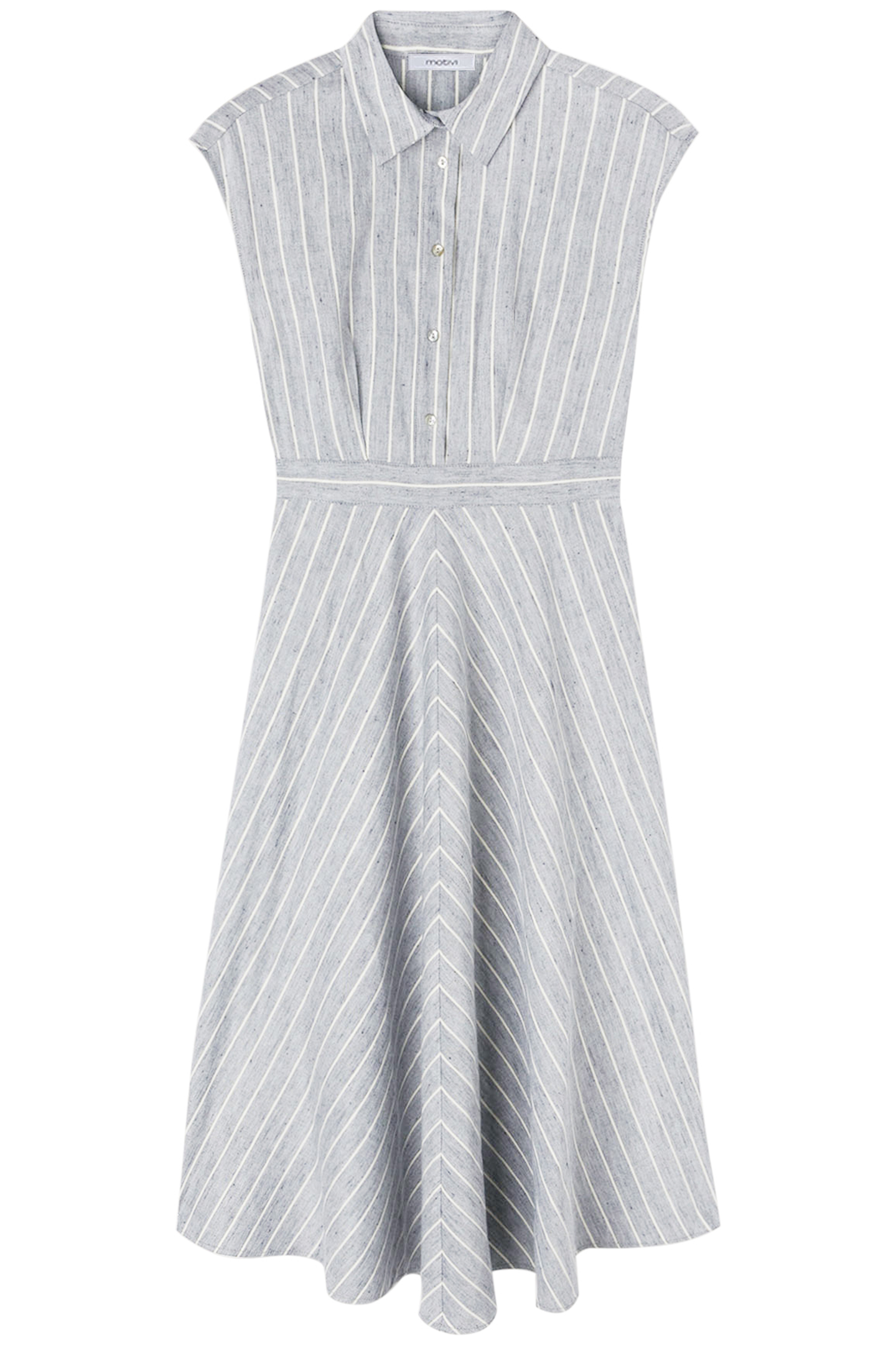 LINEN BLEND PINSTRIPE CHEMISIER DRESS GREY 3