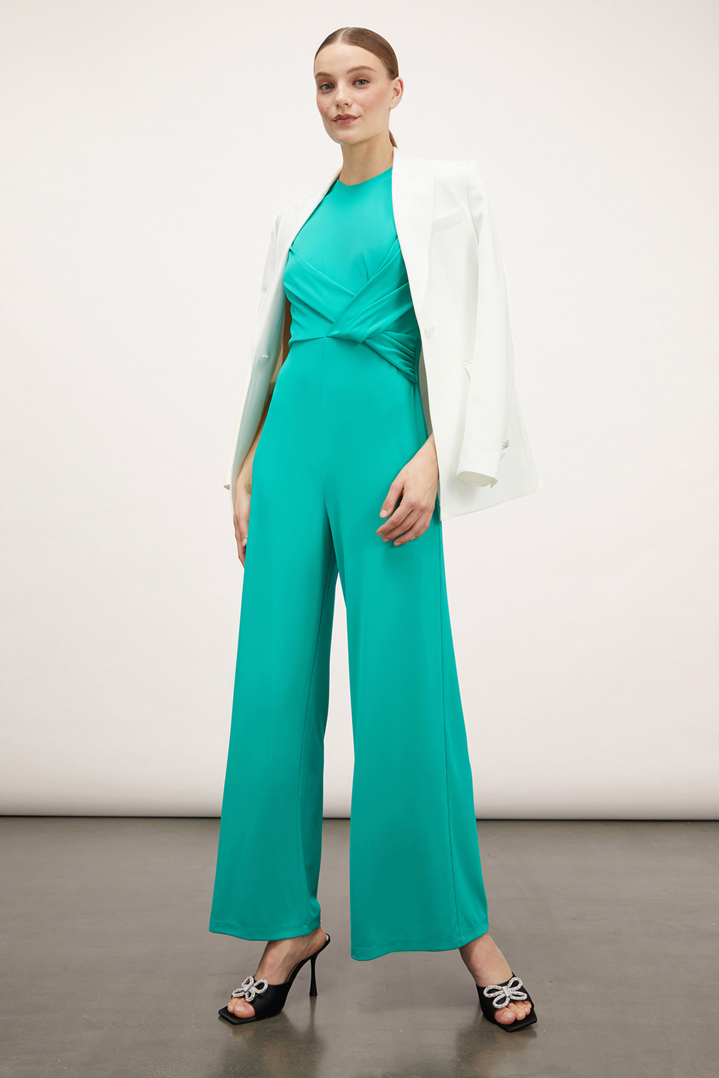 LONG JUMPSUIT WITH DRAPING GREEN 4