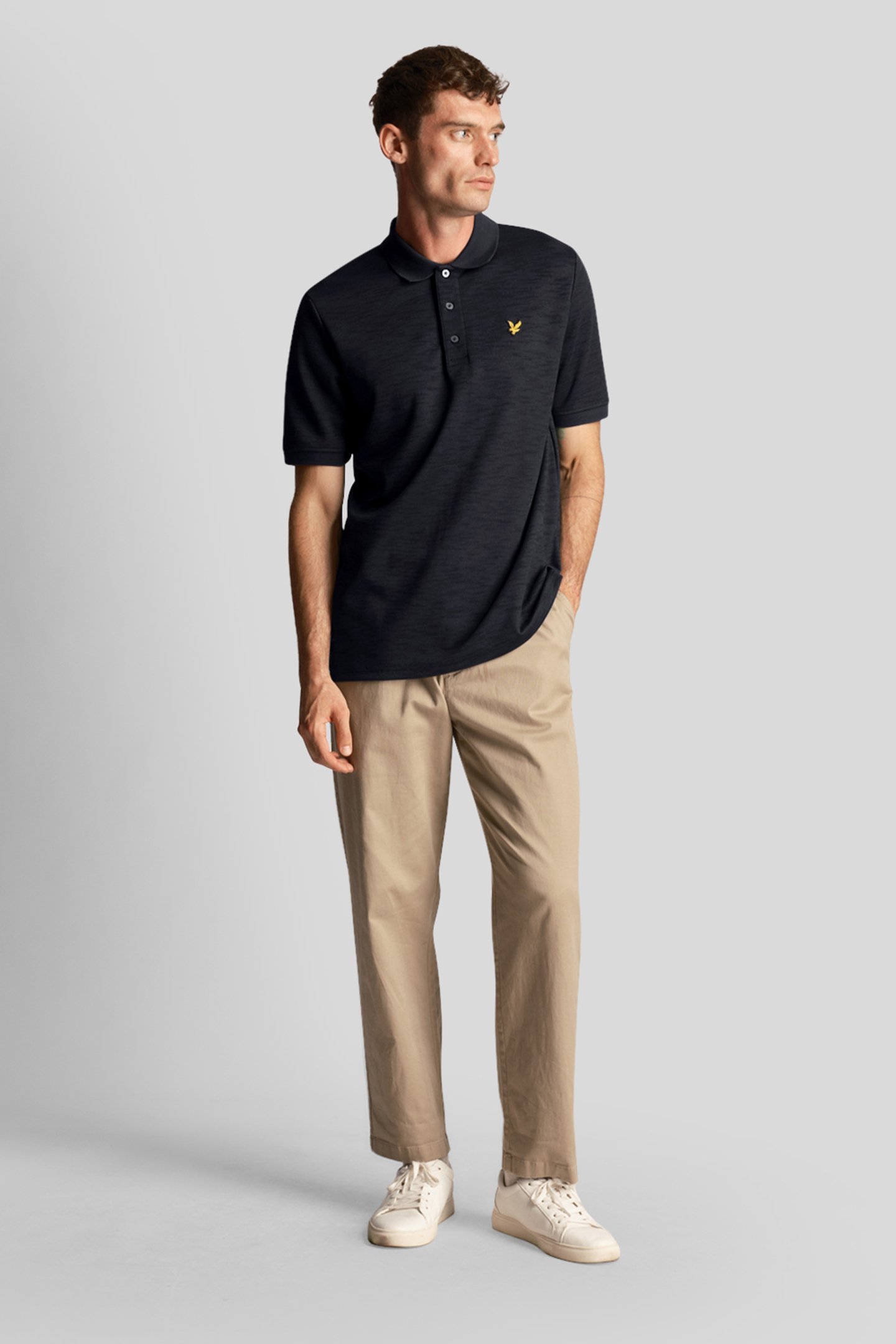 CHUNKY SLUB POLO SHIRT DARK NAVY 3