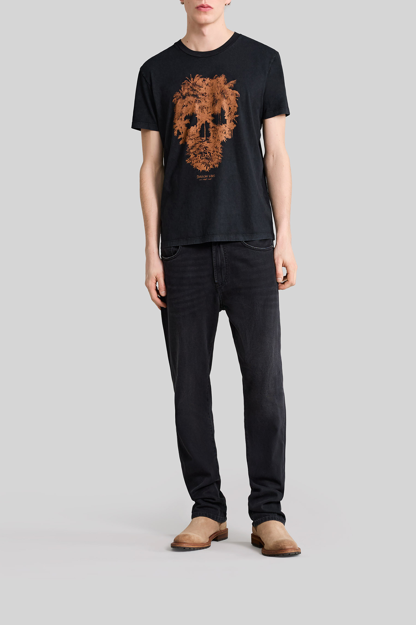 BLACK T-SHIRT WITH PALM TREE-SKULL IMAGE 3