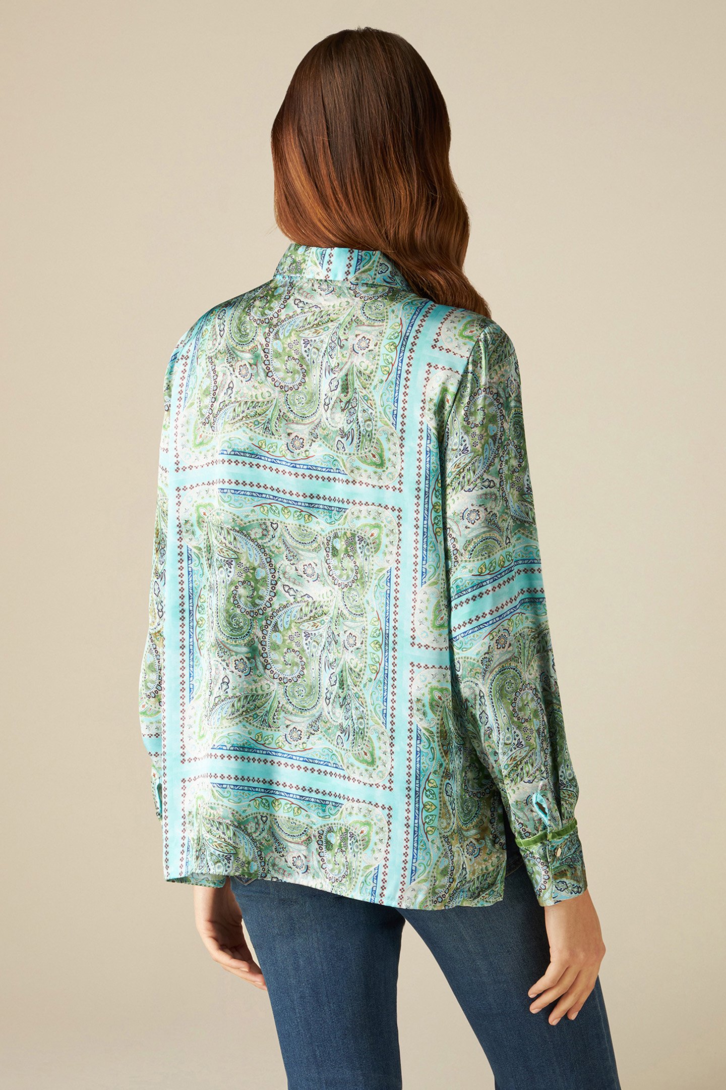 PATTERNED SATIN SHIRT GREEN 2