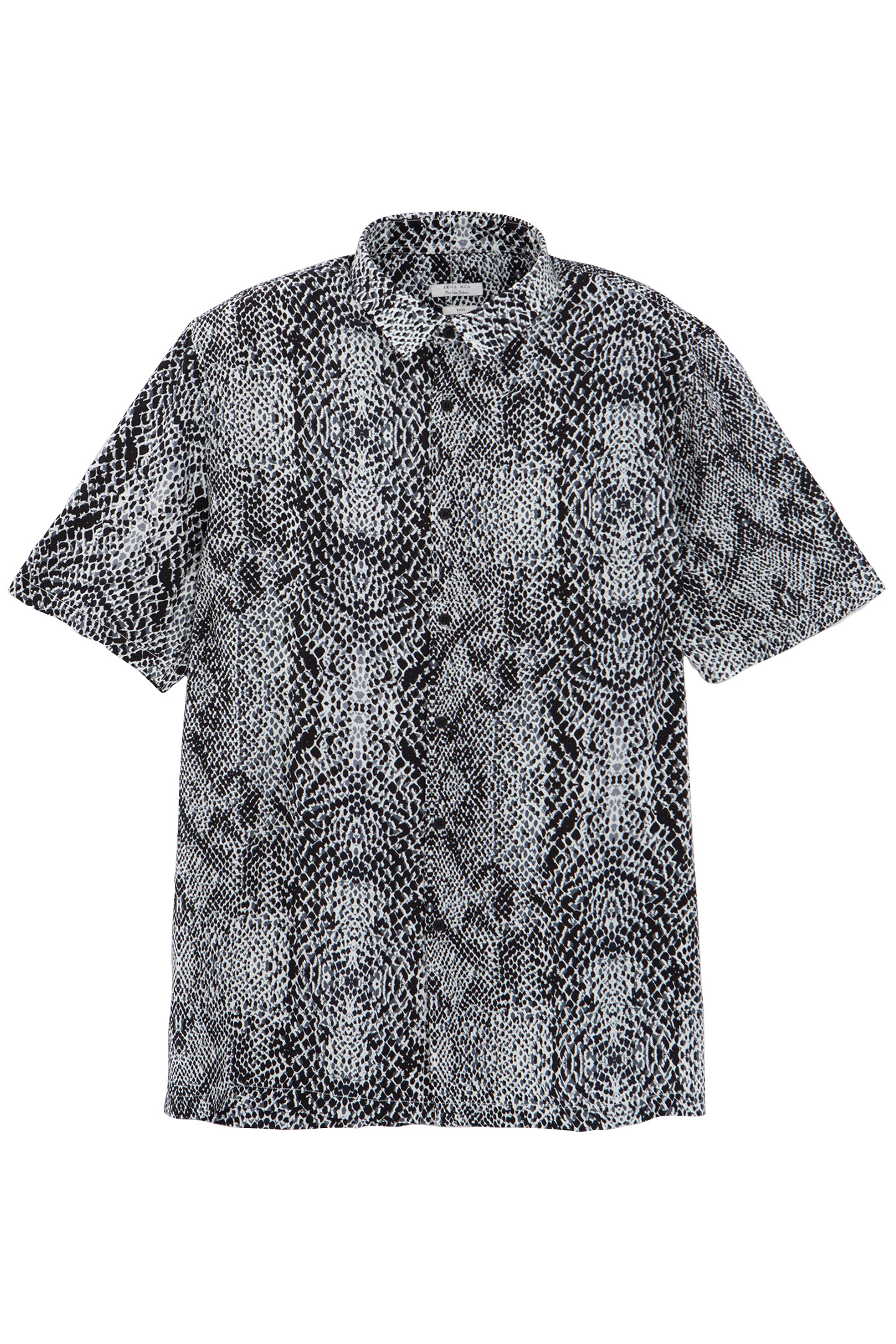 BLACK REGULAR SHIRT LENZING™ ECOVERO™ PYTHON EFFECT 1