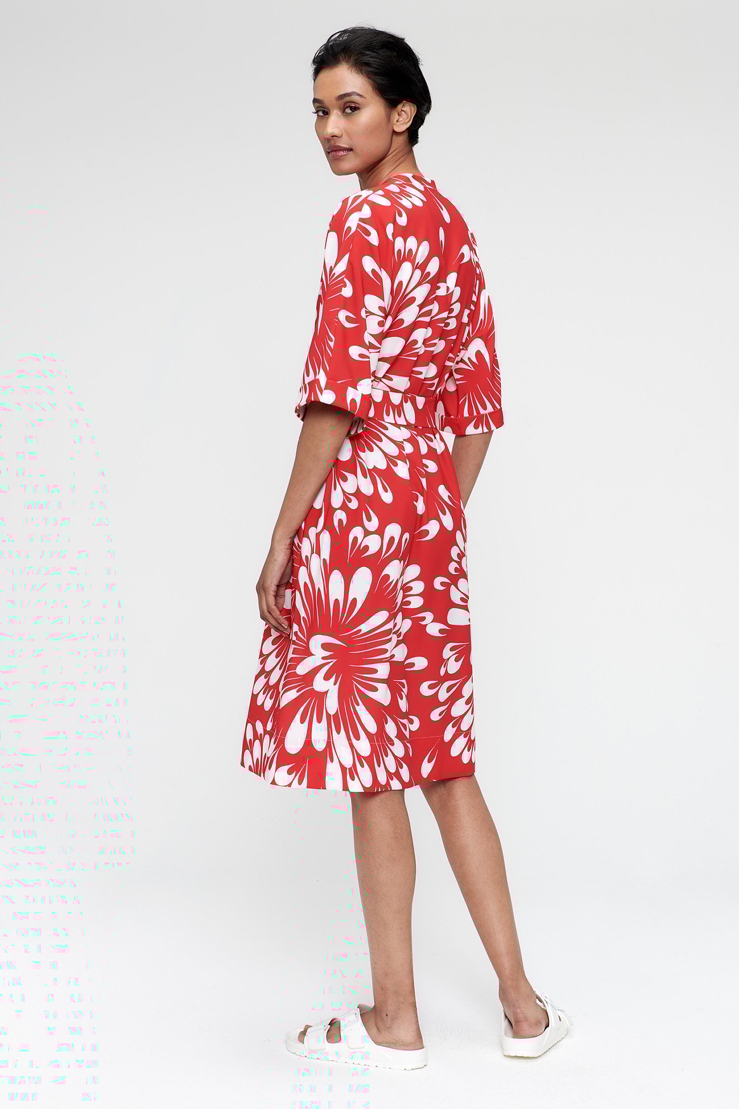 PRINTED SHIFT DRESS FIERY RED 2