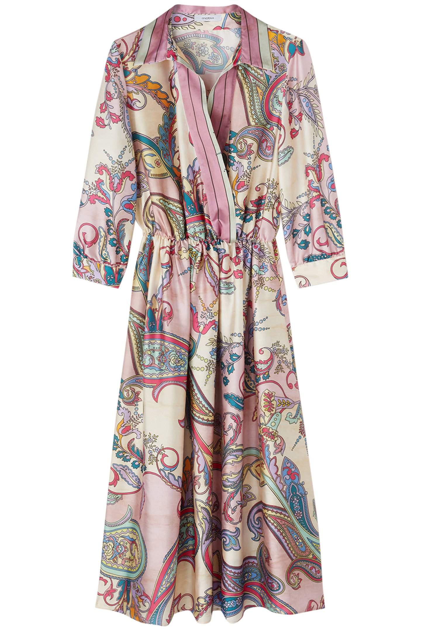 DRESS WITH CASHMERE PATTERN COLLAR RED 3