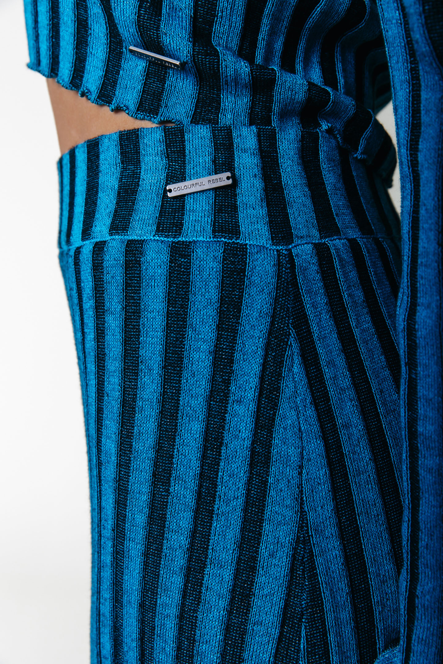 ORLA STRIPED GLITTER KNIT MIDI SKIRT LIGHT OCEAN BLUE 3