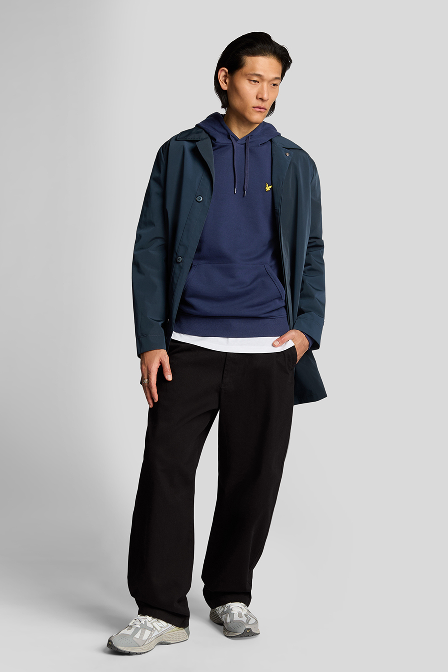 STACK LOGO PULLOVER HOODIE NAVY 3