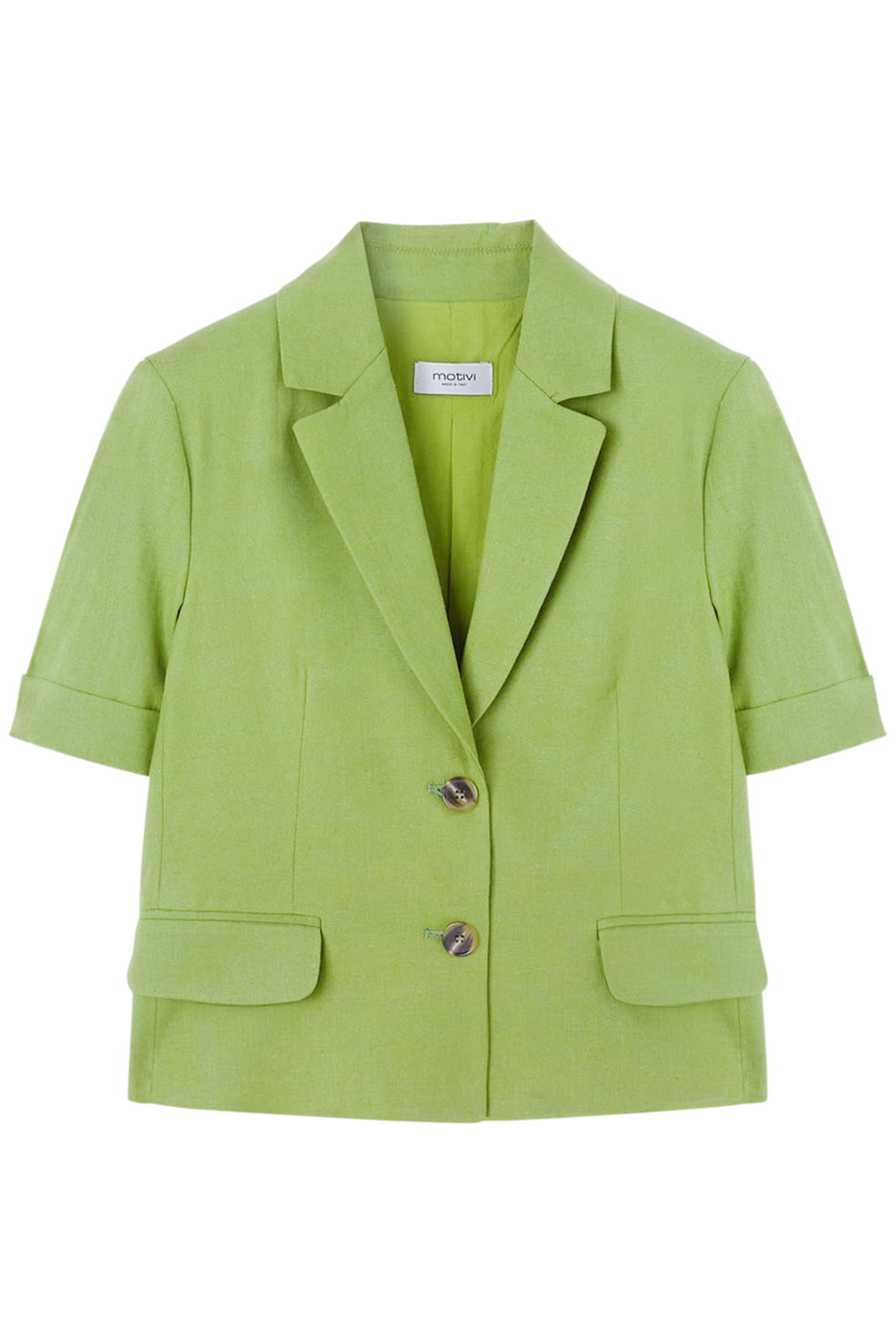 LINEN BLEND SHORT-SLEEVED JACKET GREEN 4