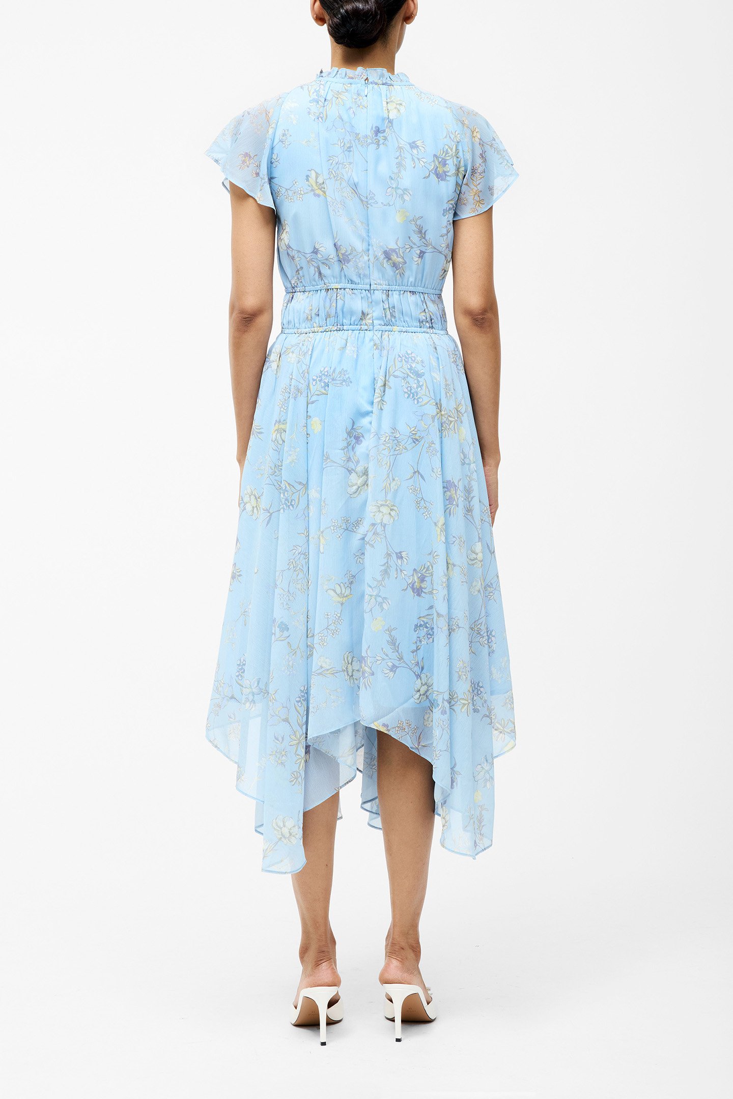 DIANA GATHERED FLOWING DRESS CASHMERE BLUE 2