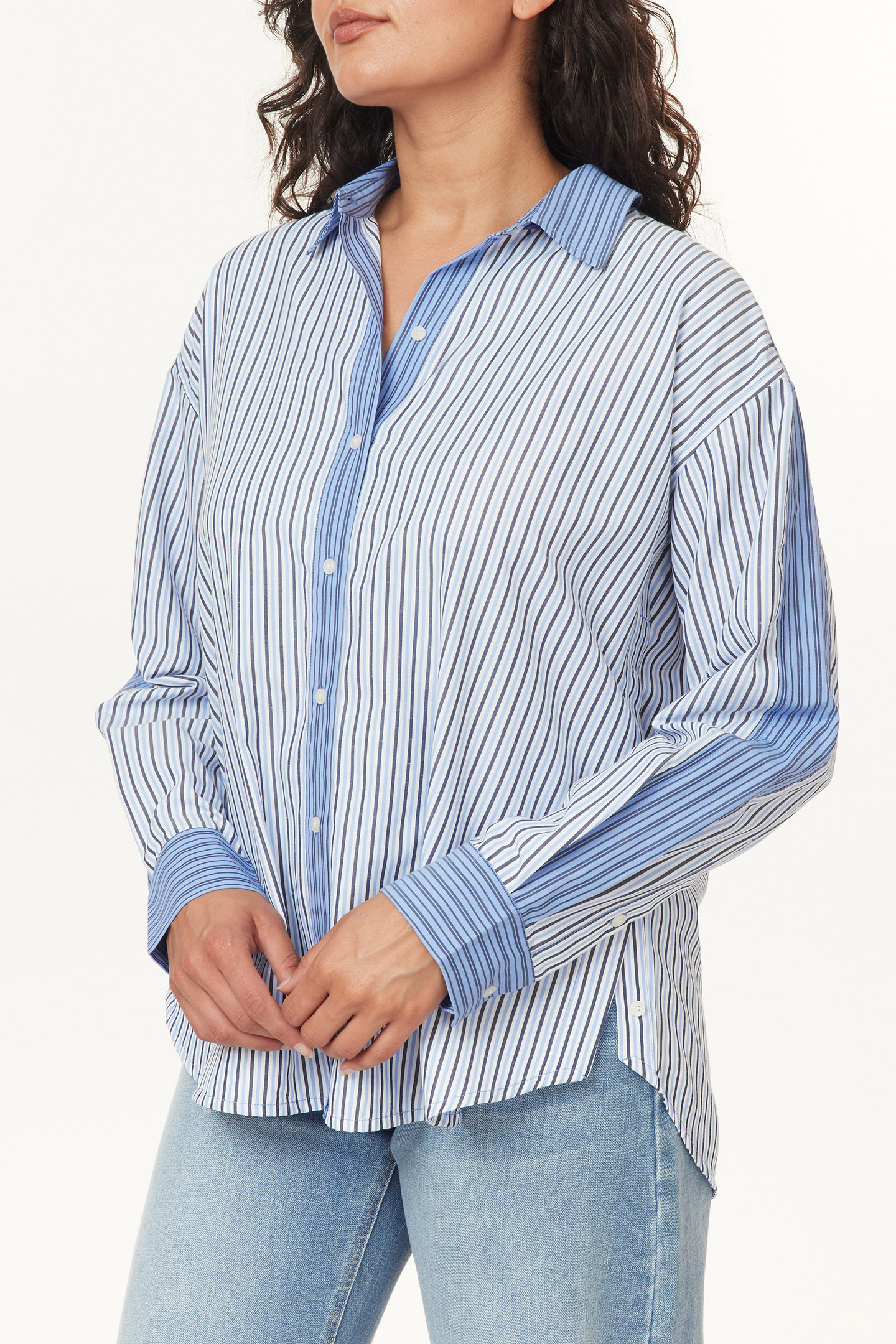 STRIPE BLOCK LS SHIRT BLUE/WHITE 3