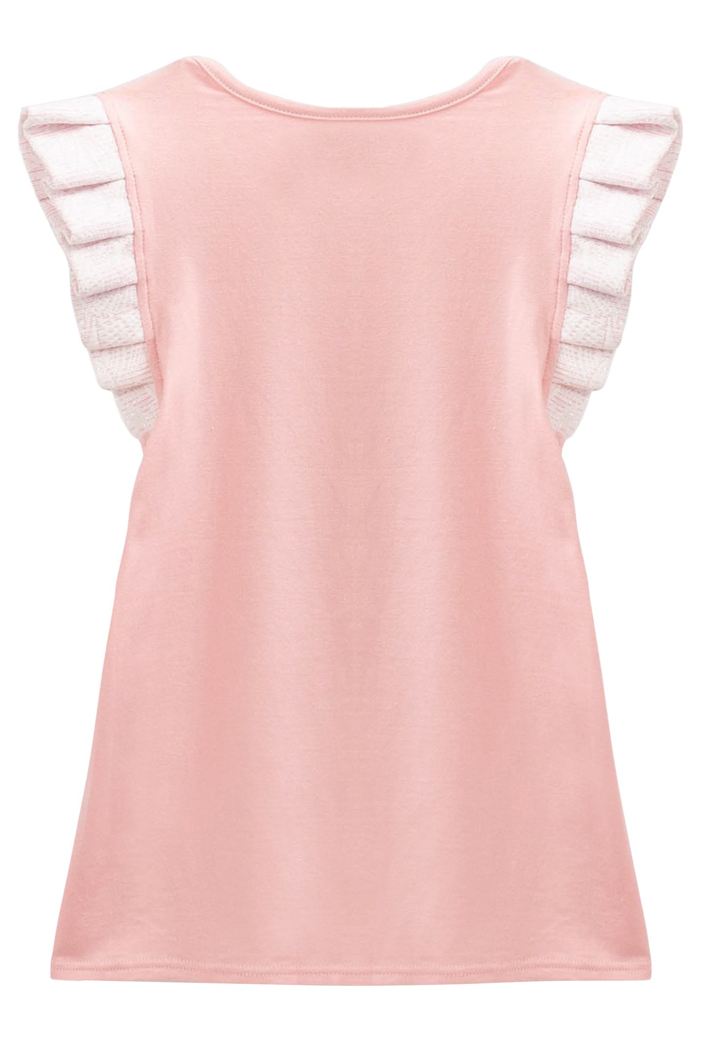 PINK T-SHIRT WITH PLEATED JACQUARD SLEEVES FOR GIRLS 2