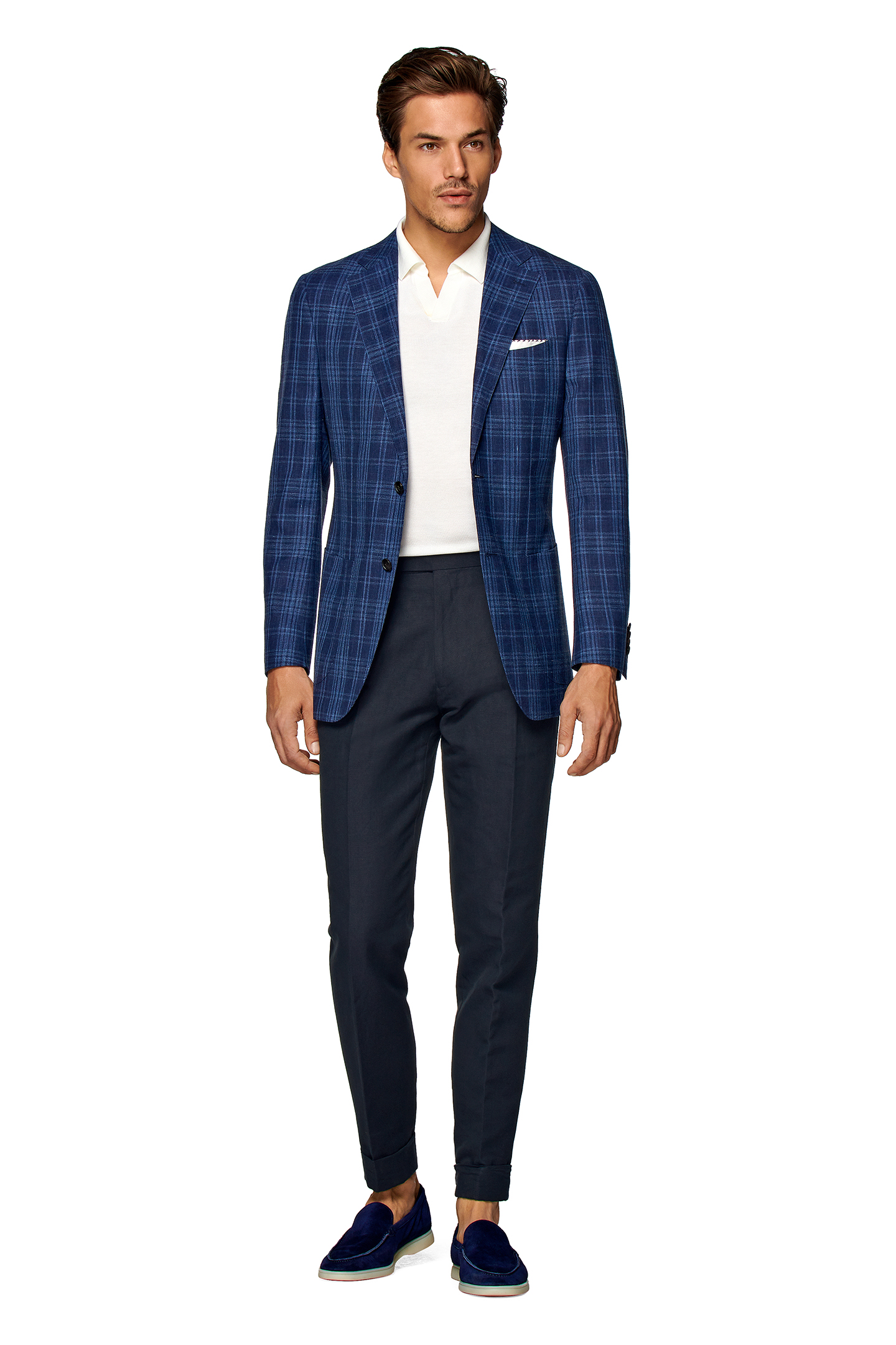 MID BLUE CHECKED TAILORED FIT HAVANA BLAZER MID BLUE 3
