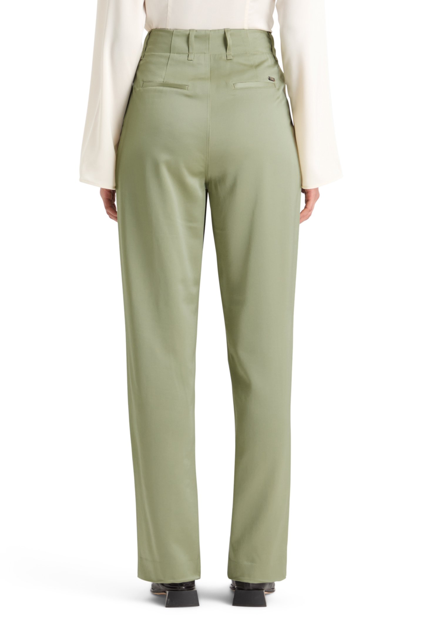 FAYE SATIN HIGH RISE RELAXED TAPERED LEG WASHED SAGE 2