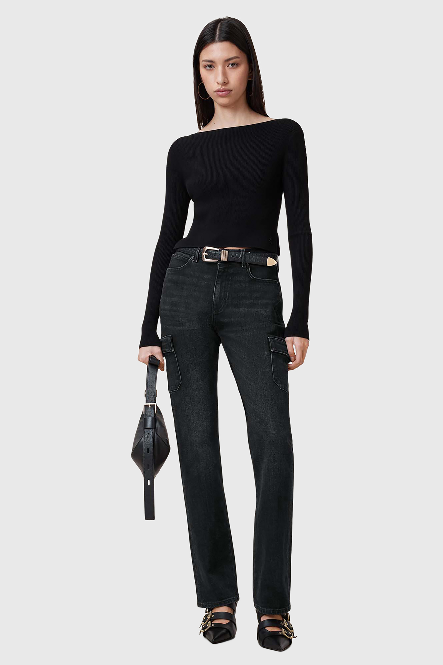 HOLLIS CARGO BOOTCUT WASHED BLACK 6