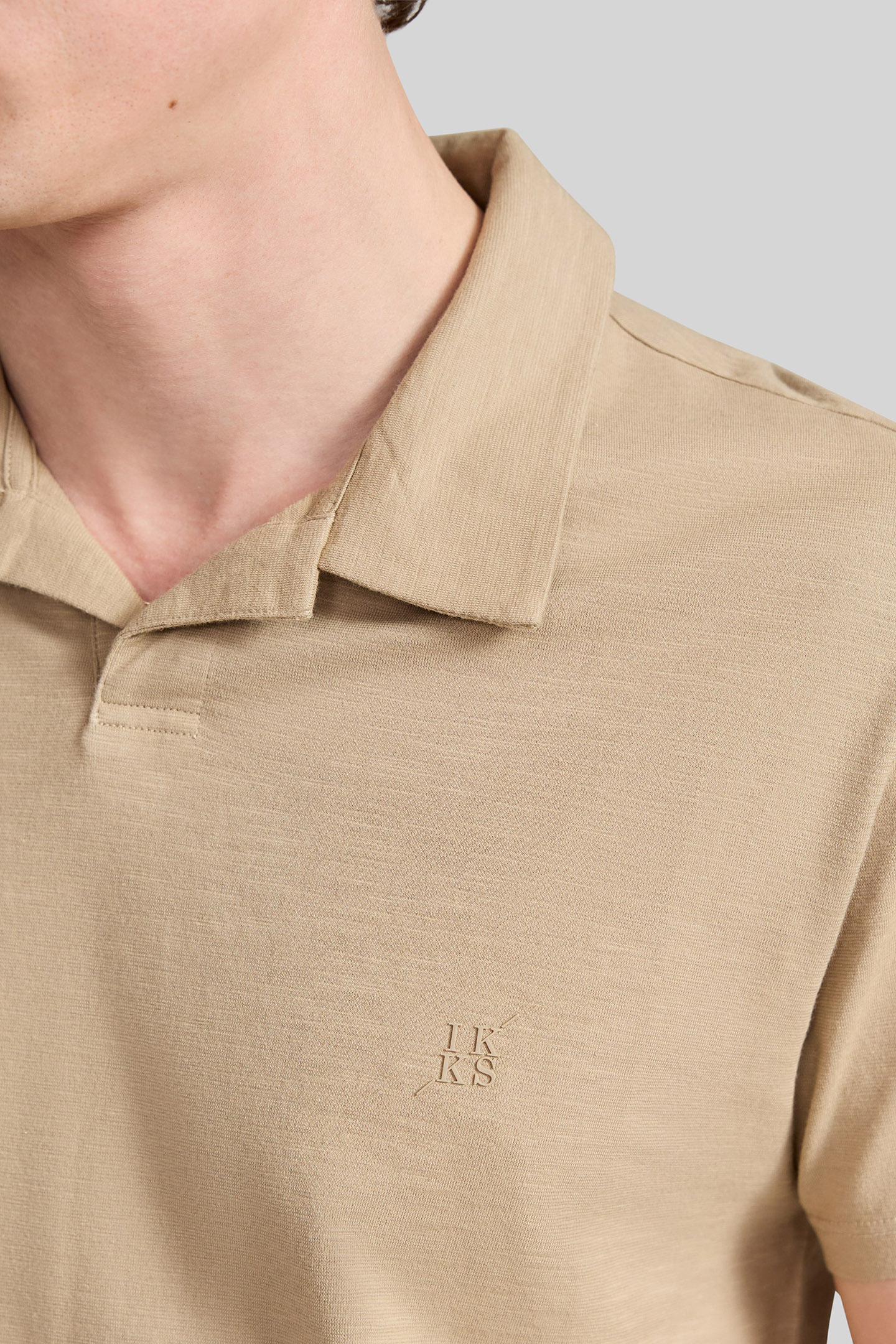 BEIGE ORGANIC SLUB COTTON T-SHIRT 5