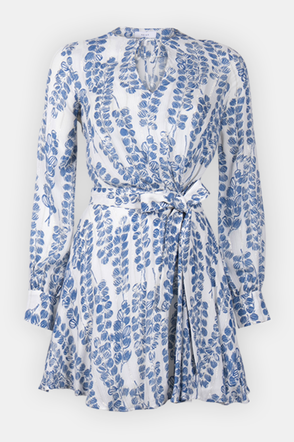 LS PRINTED FLIPPY DRESS WHITE/BLUE 3