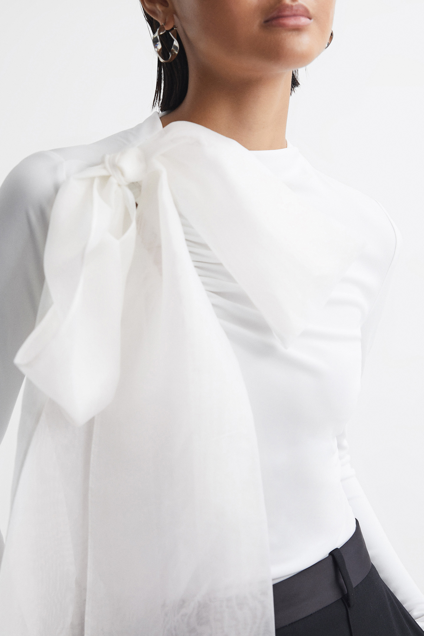 JERSEY MIX BOW NECK WHITE 6