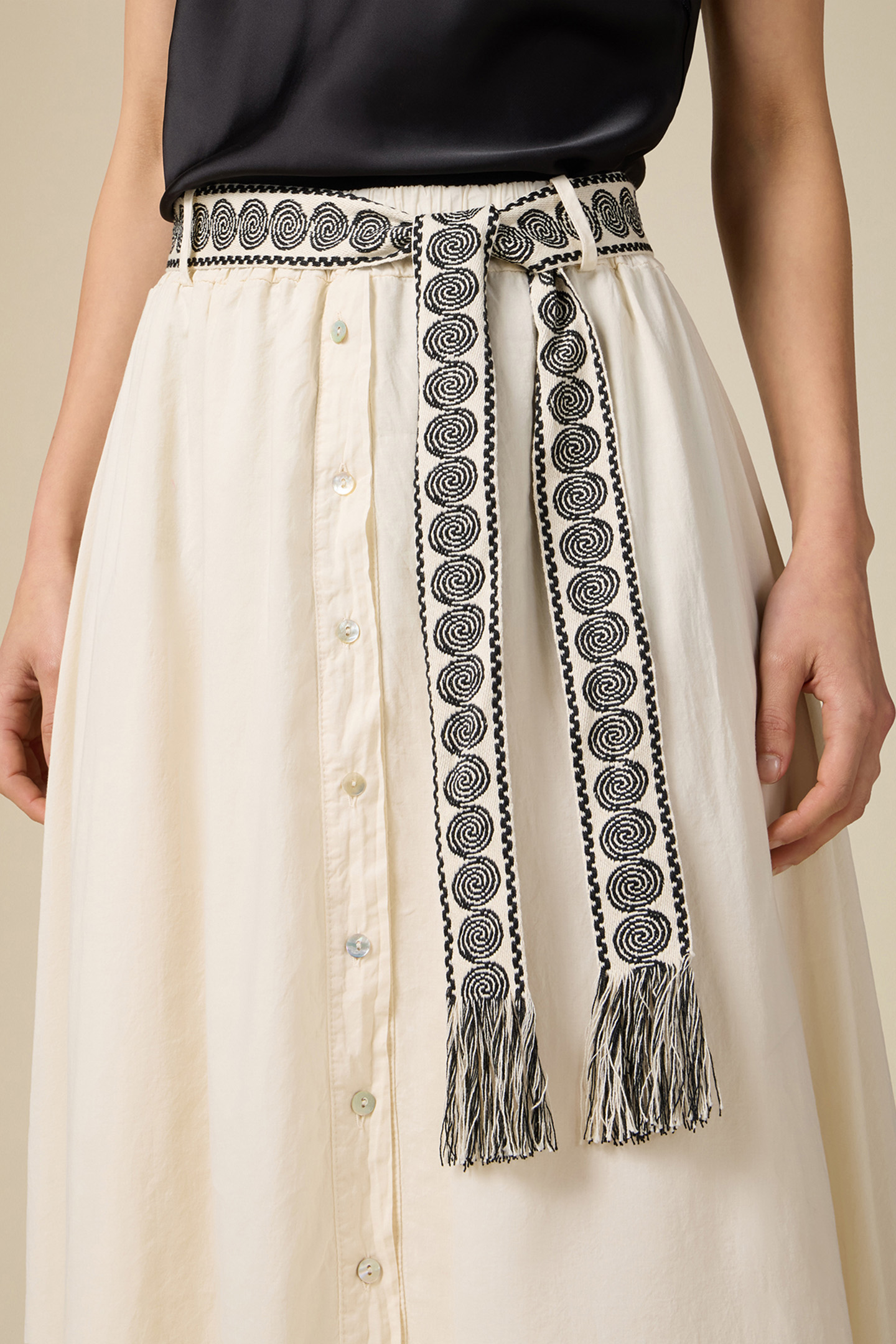 LONG SKIRT WITH BUTTONS AND SASH WHITE 5