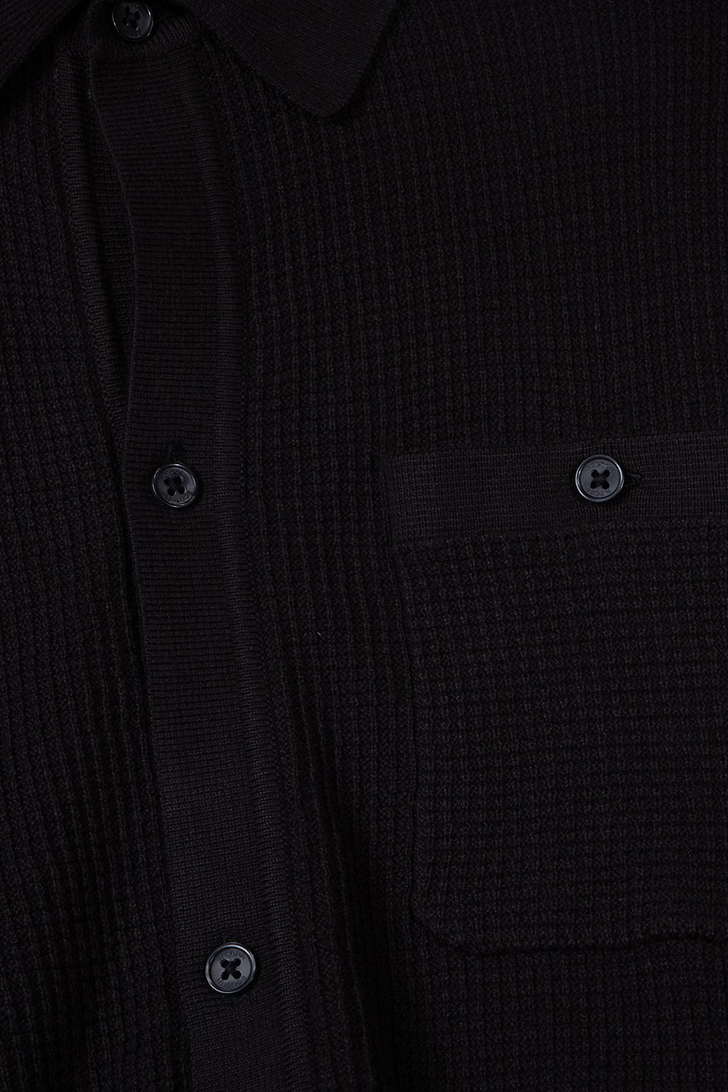 SS BUTTON FRONT CHEST POCKET SWEATER BLACK GREY 4