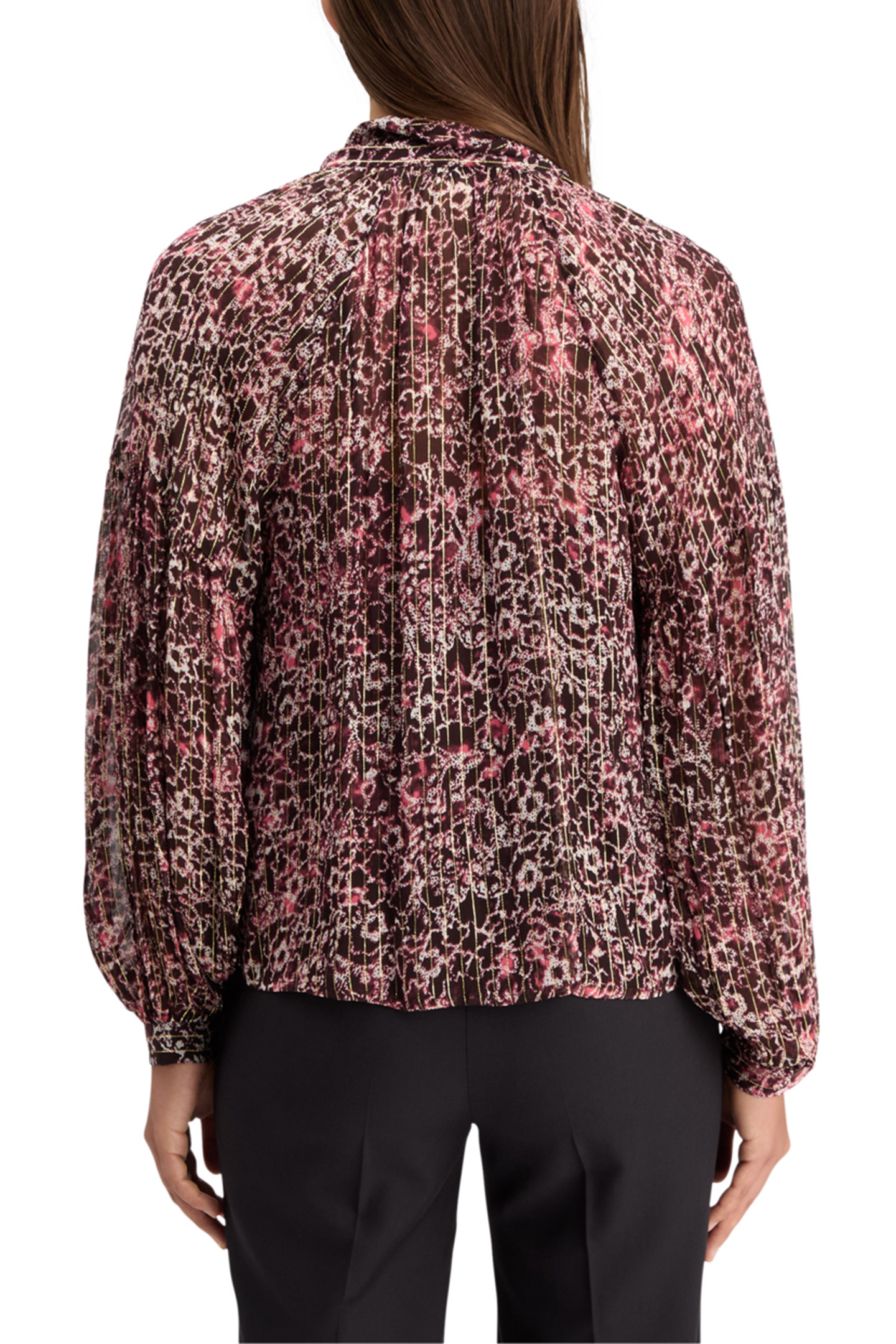 LUREX TOP WITH BOW NECK SHIBORI FLORAL PINK 2