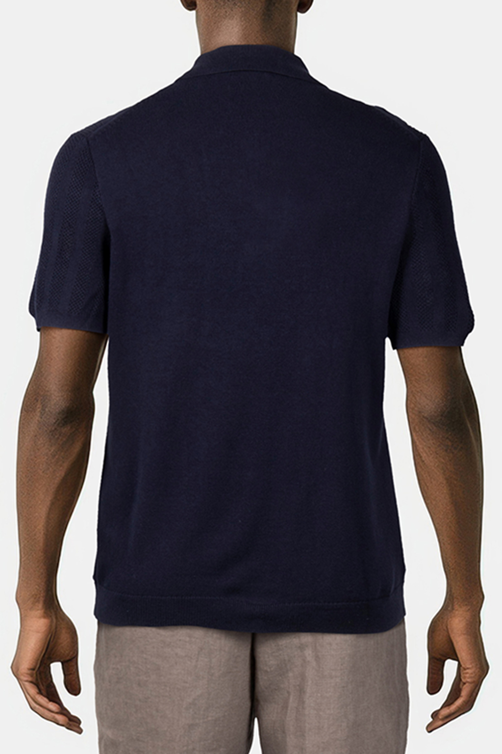 PATTERNED ZIP NECK POLO NAVY 2