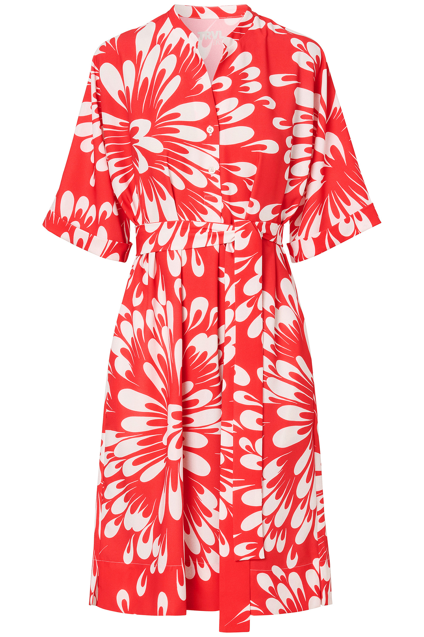 PRINTED SHIFT DRESS FIERY RED 3