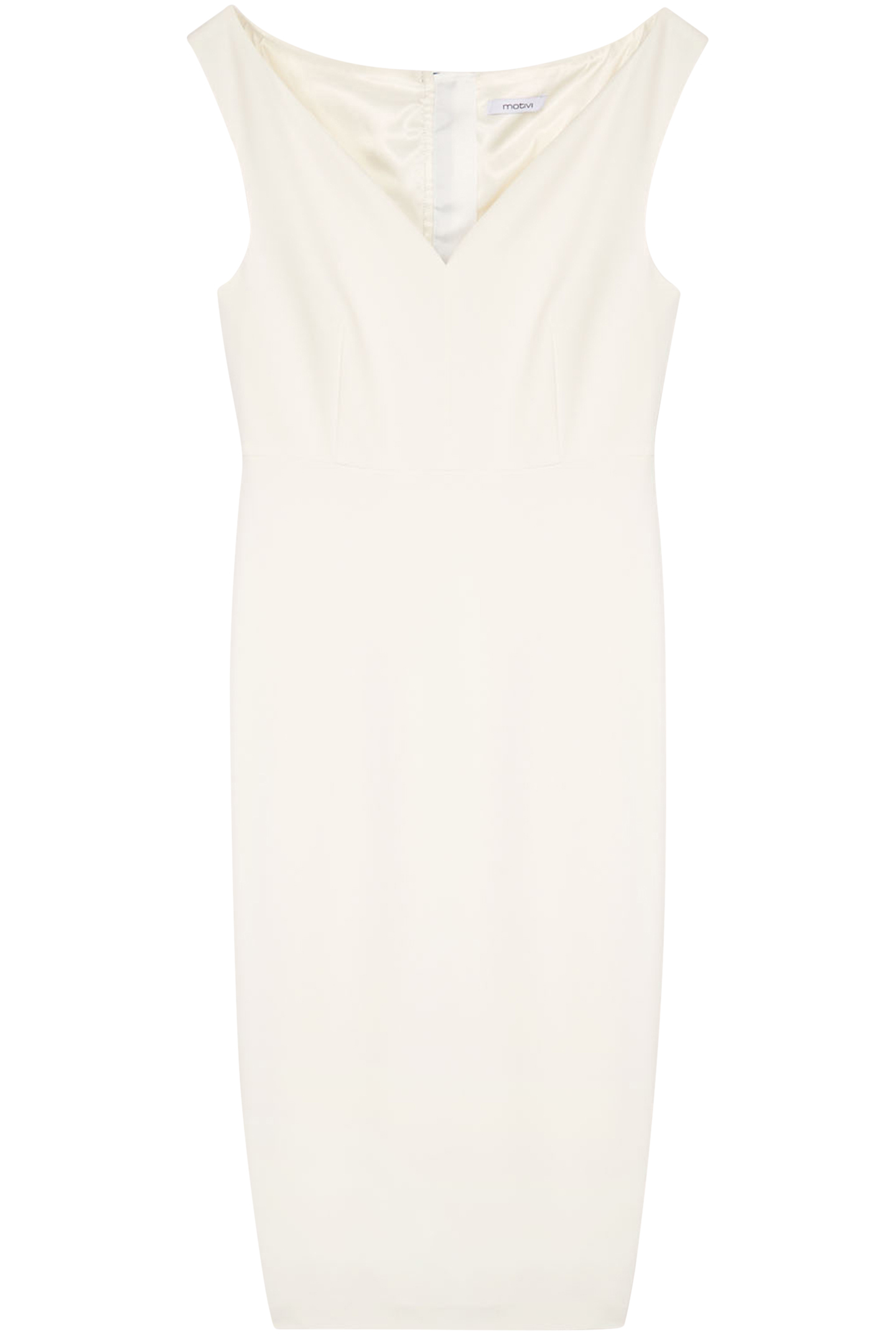 ELEGANT SHEATH DRESS WITH CONTRASTING ZIP WHITE 3