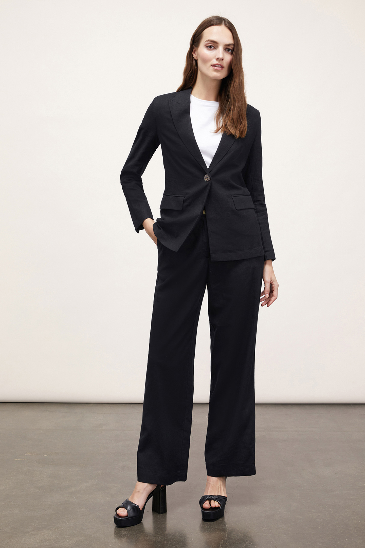 SINGLE-BREASTED VISCOSE LINEN JACKET BLACK 3