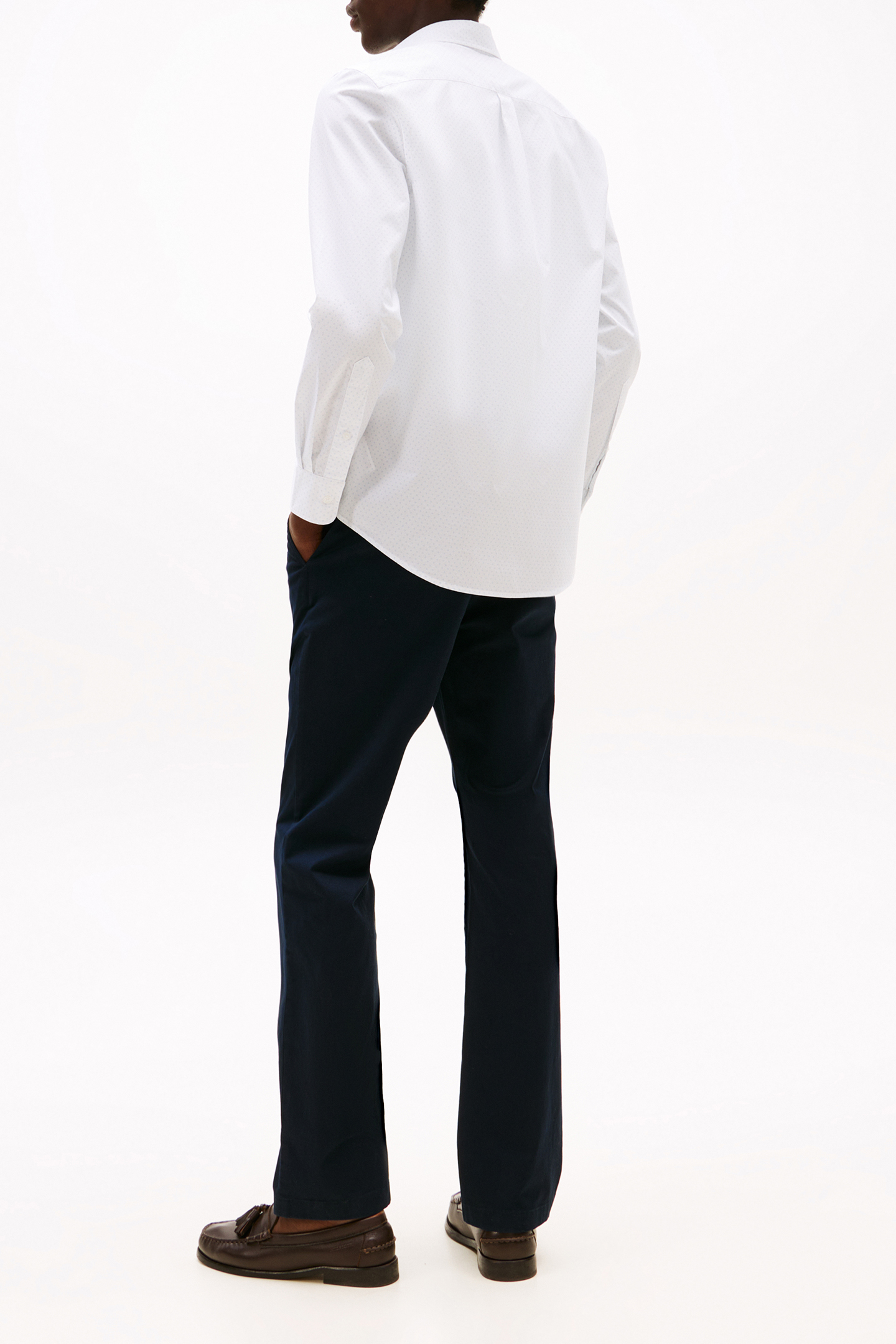 FLEX POPLIN SLIM FIT LS SHIRT WHITE/BREEZY BLUE 3