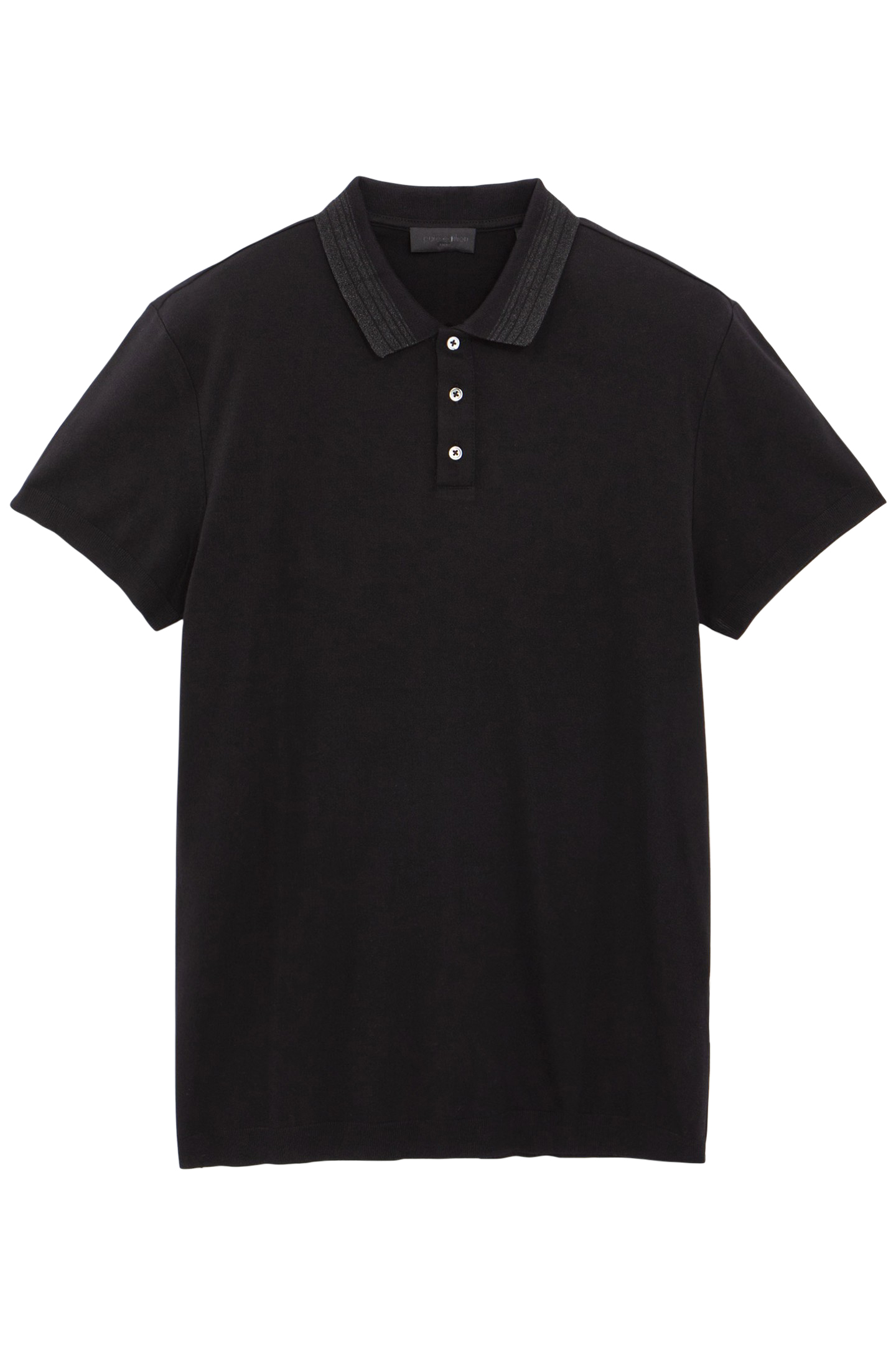 PURE EDITION–BLACK MODAL POLO SHIRT, STRIPED COLLAR 4