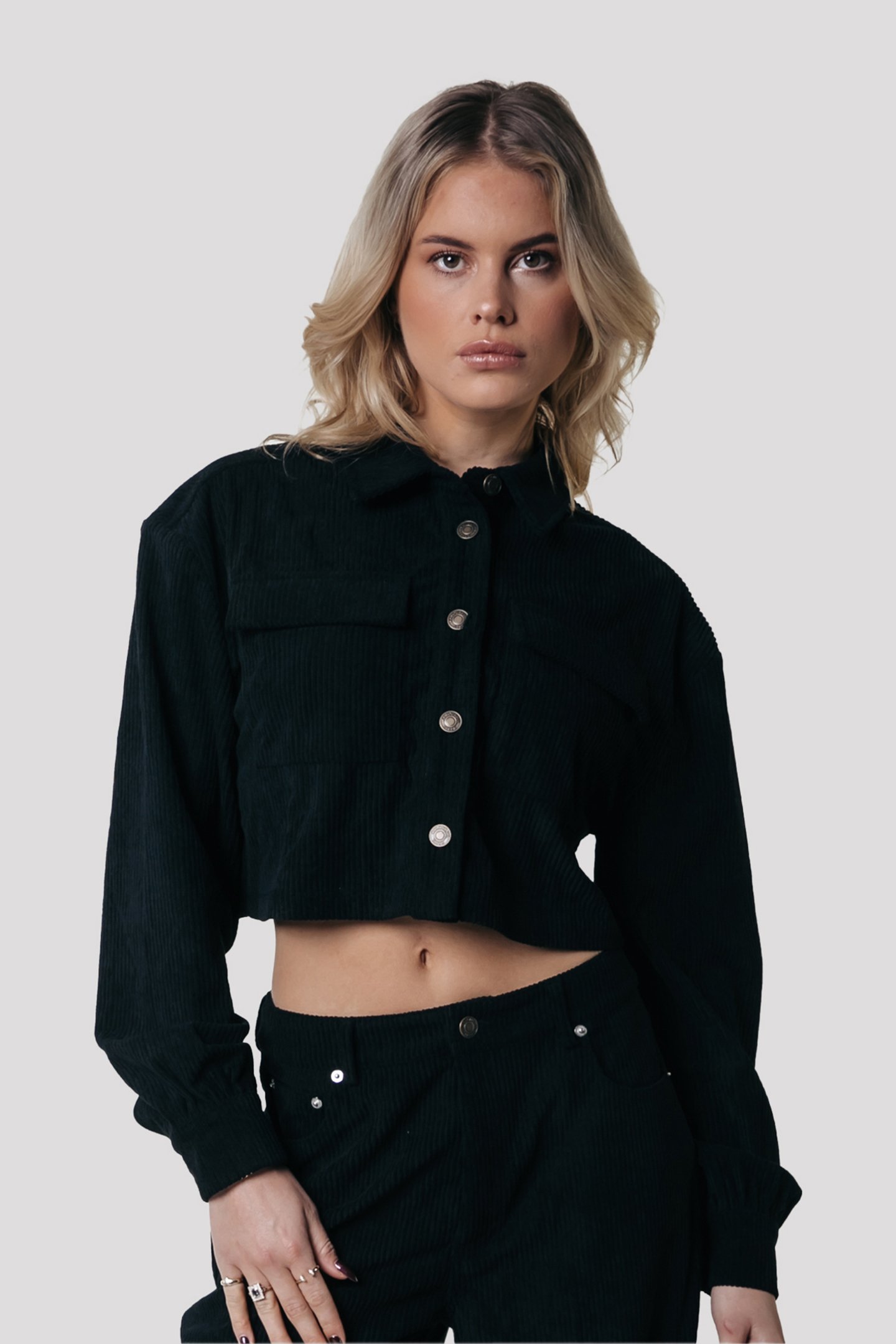 OLLE CORDUROY BLOUSE BLACK by Colourful Rebel