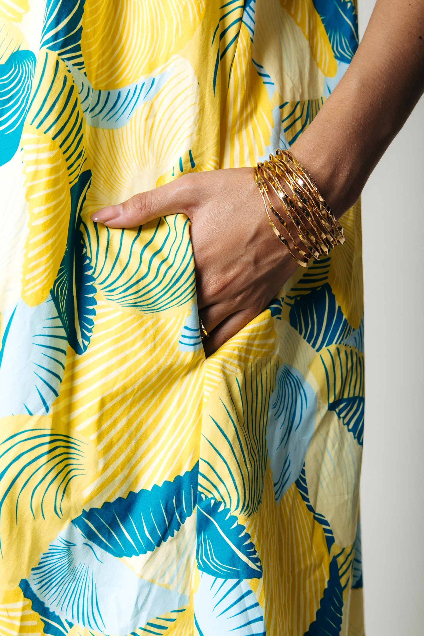 UMAY SHELL OFF SHOULDER DRESS WASHED YELLOW 5