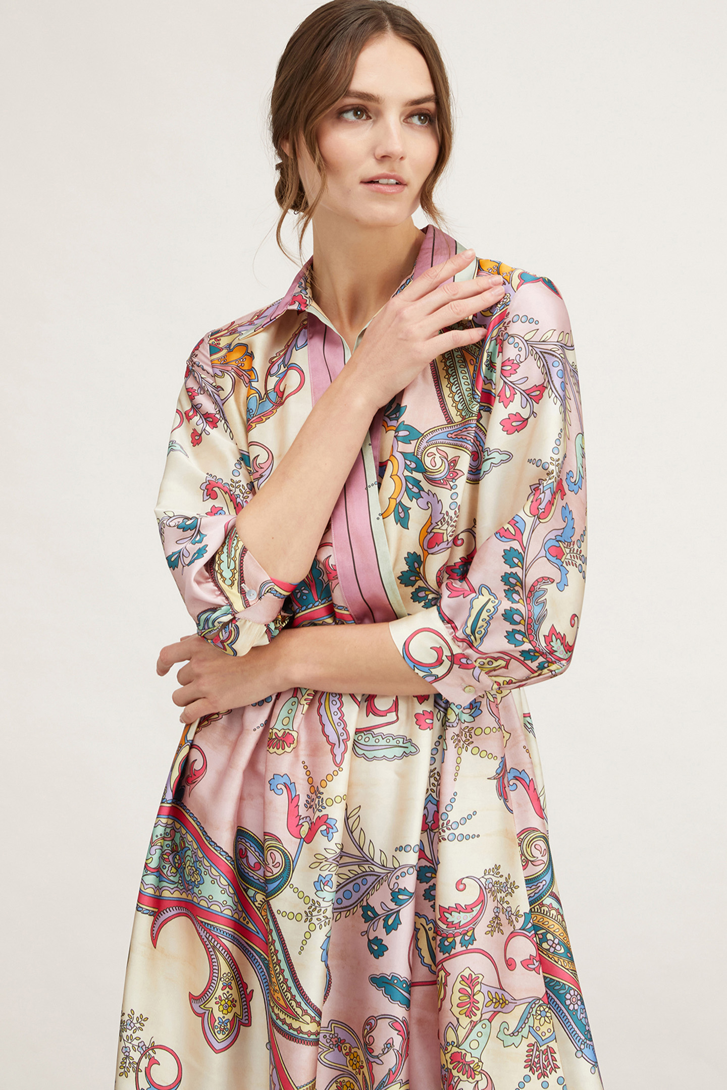 DRESS WITH CASHMERE PATTERN COLLAR RED 5