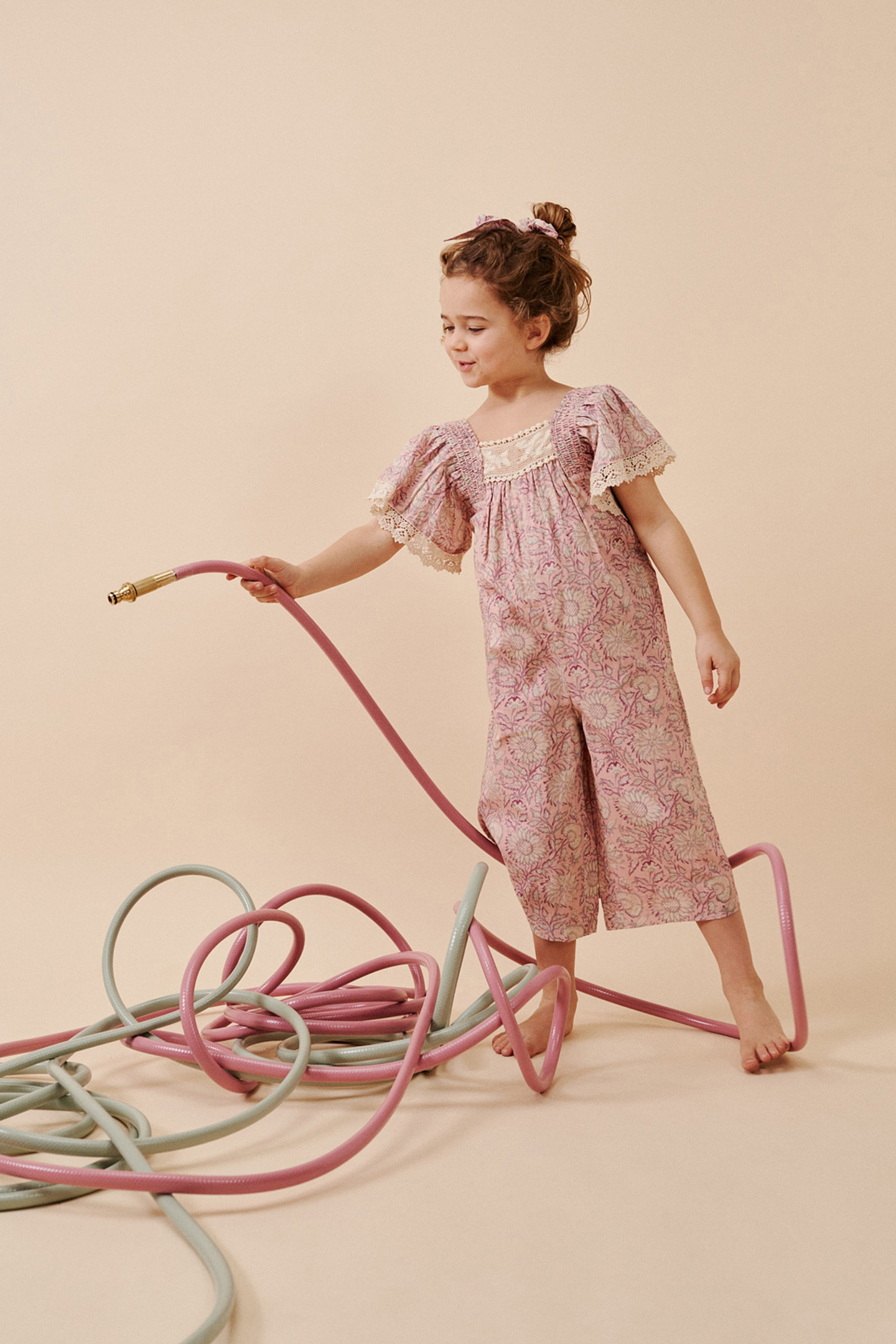 OVERALLS IRENE PINK DAISY GARDEN 3