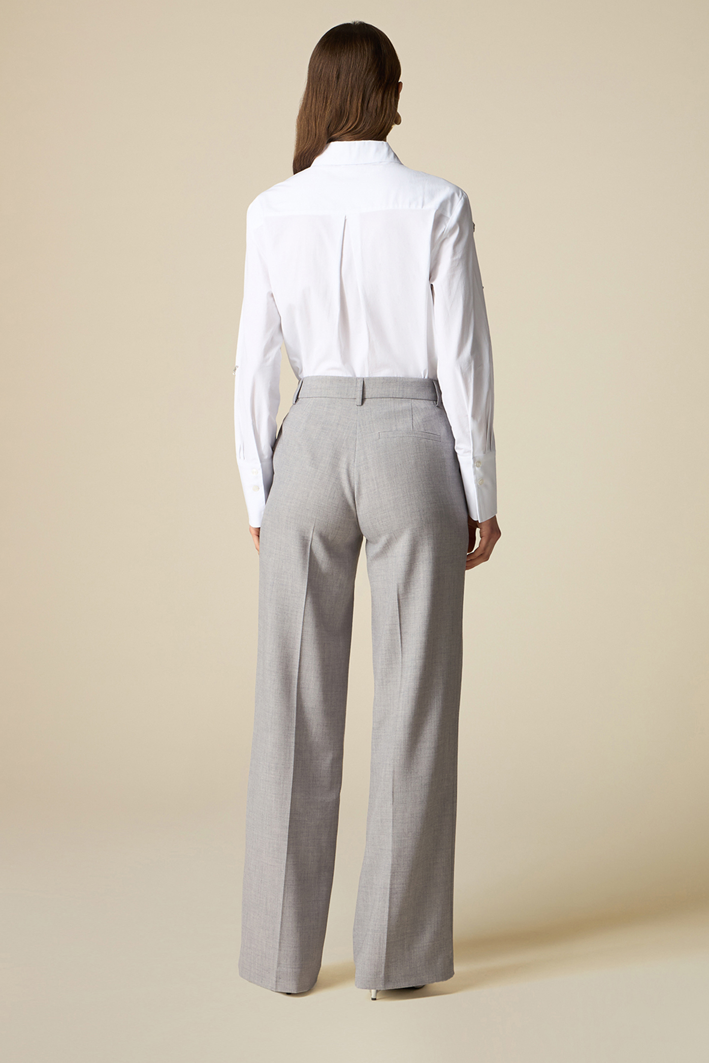 MÉLANGE FABRIC PALAZZO TROUSERS GREY 3