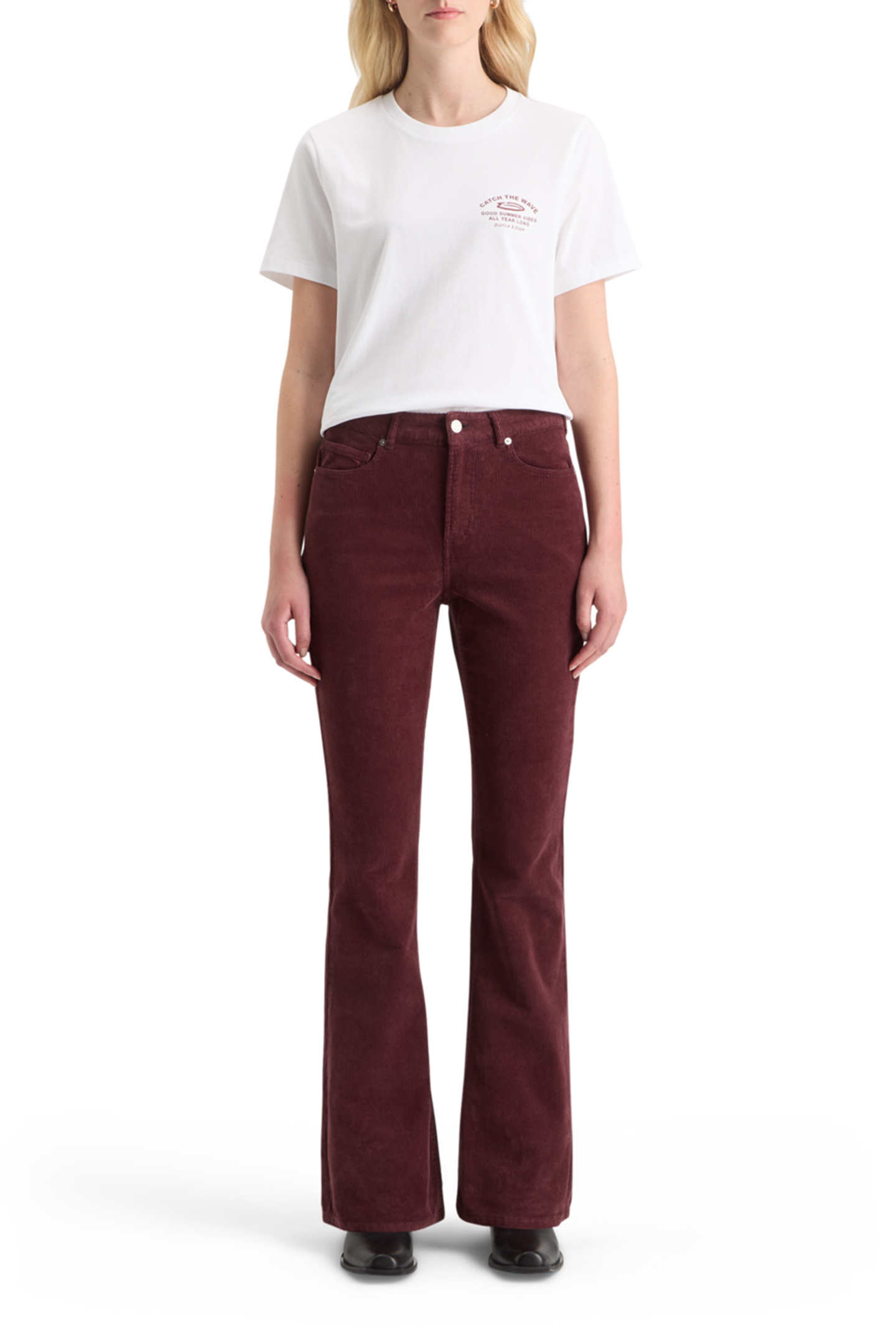THE CHARM CLASSIC FLARED JEANS IN COLOURED STRETCH CORDUROY  3