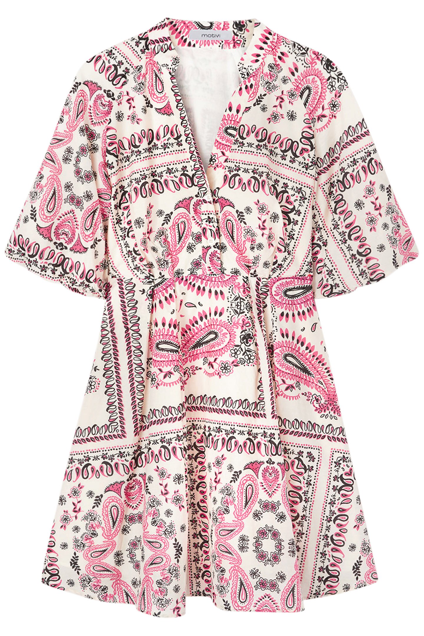 FOULARD-PATTERNED FLARED SHORT DRESS WHITE 4